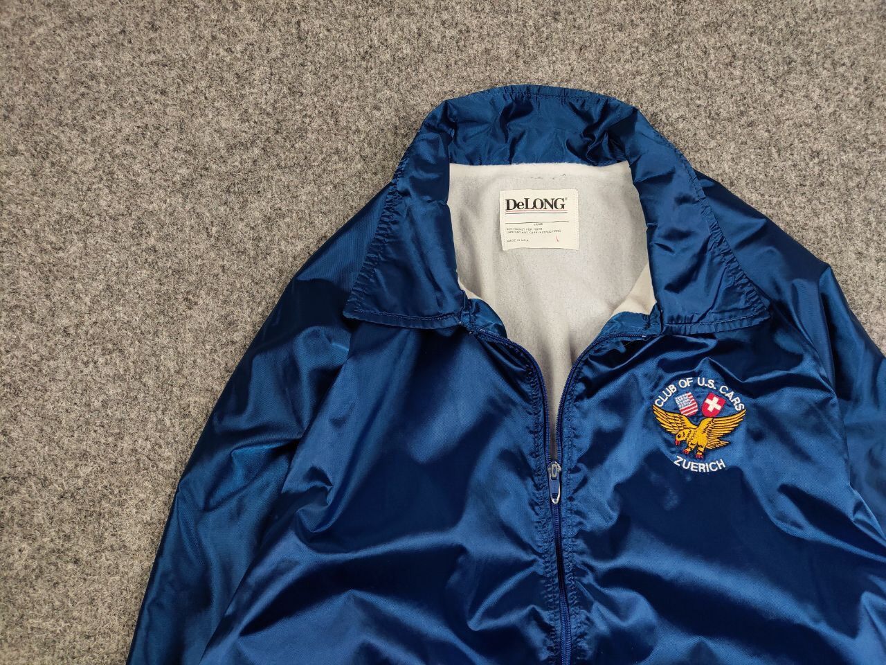 Delong Vintage 90' Delong Light Blue Bomber Jacket Club of U.S. Car Size US L / EU 52-54 / 3 - 11 Thumbnail