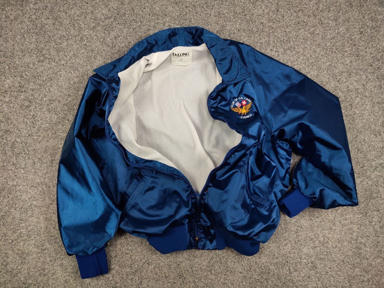 Delong Vintage 90' Delong Light Blue Bomber Jacket Club of U.S. Car Size US L / EU 52-54 / 3 - 20 Thumbnail