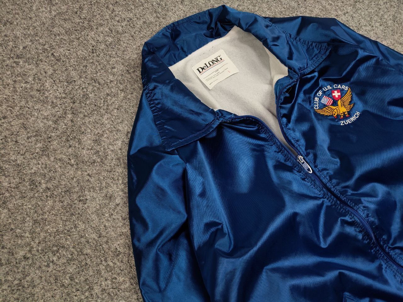 Delong Vintage 90' Delong Light Blue Bomber Jacket Club of U.S. Car Size US L / EU 52-54 / 3 - 7 Thumbnail