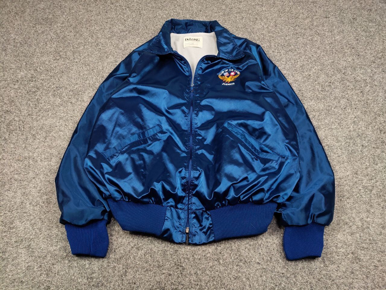 Delong Vintage 90' Delong Light Blue Bomber Jacket Club of U.S. Car Size US L / EU 52-54 / 3 - 2 Thumbnail