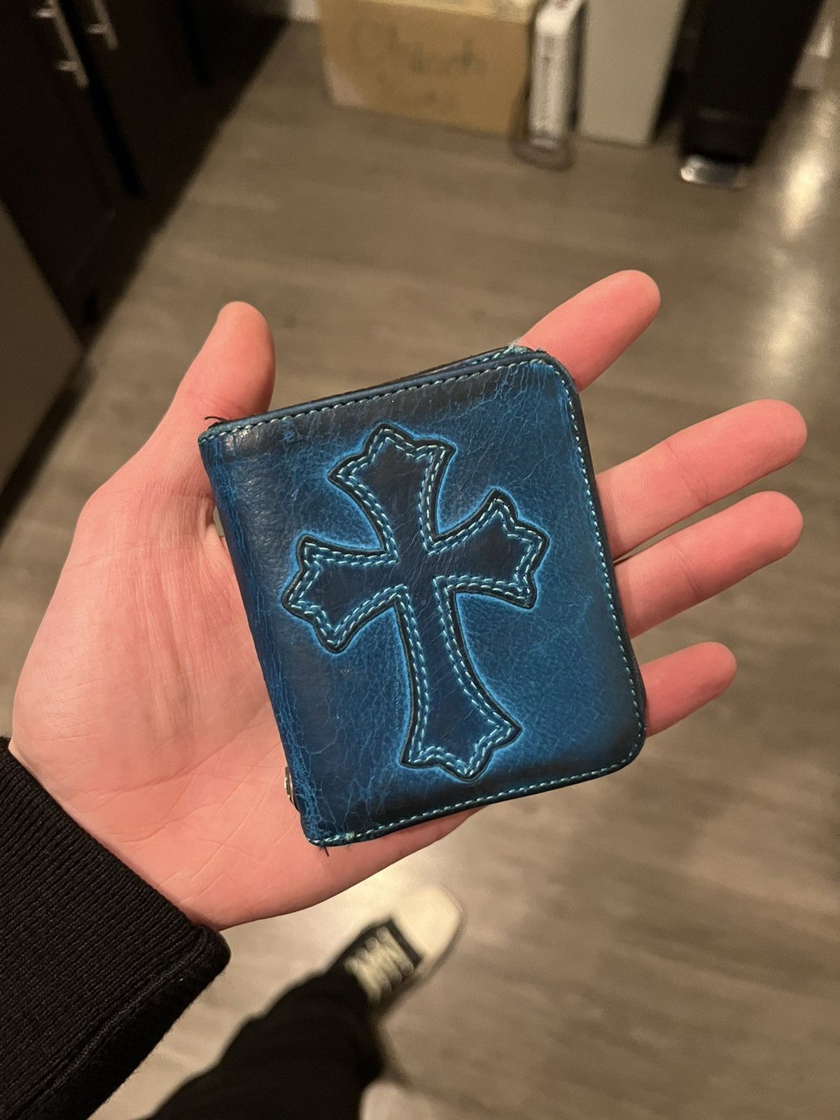 Chrome Hearts Chrome Hearts Blue Leather Cross Patch Wallet Dr 