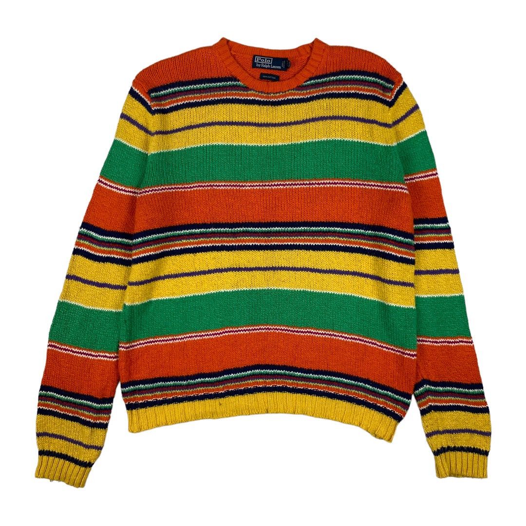 Designer × Polo Ralph Lauren × Vintage Vintage Polo Ralph Lauren Stripe Knitwear Size US XL / EU 56 / 4 - 1 Thumbnail