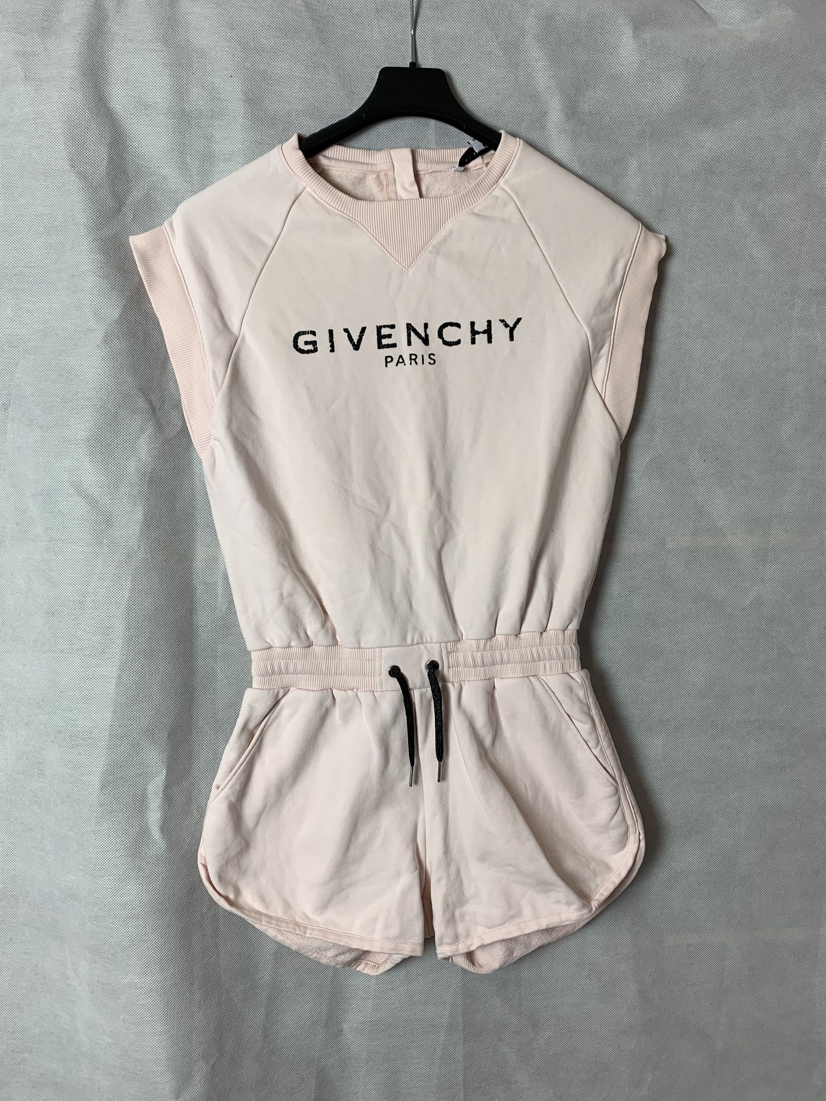 image of Givenchy Paris Kids Size 12 Drawstring Logo Jumpsuit Overral in Rose Pink
