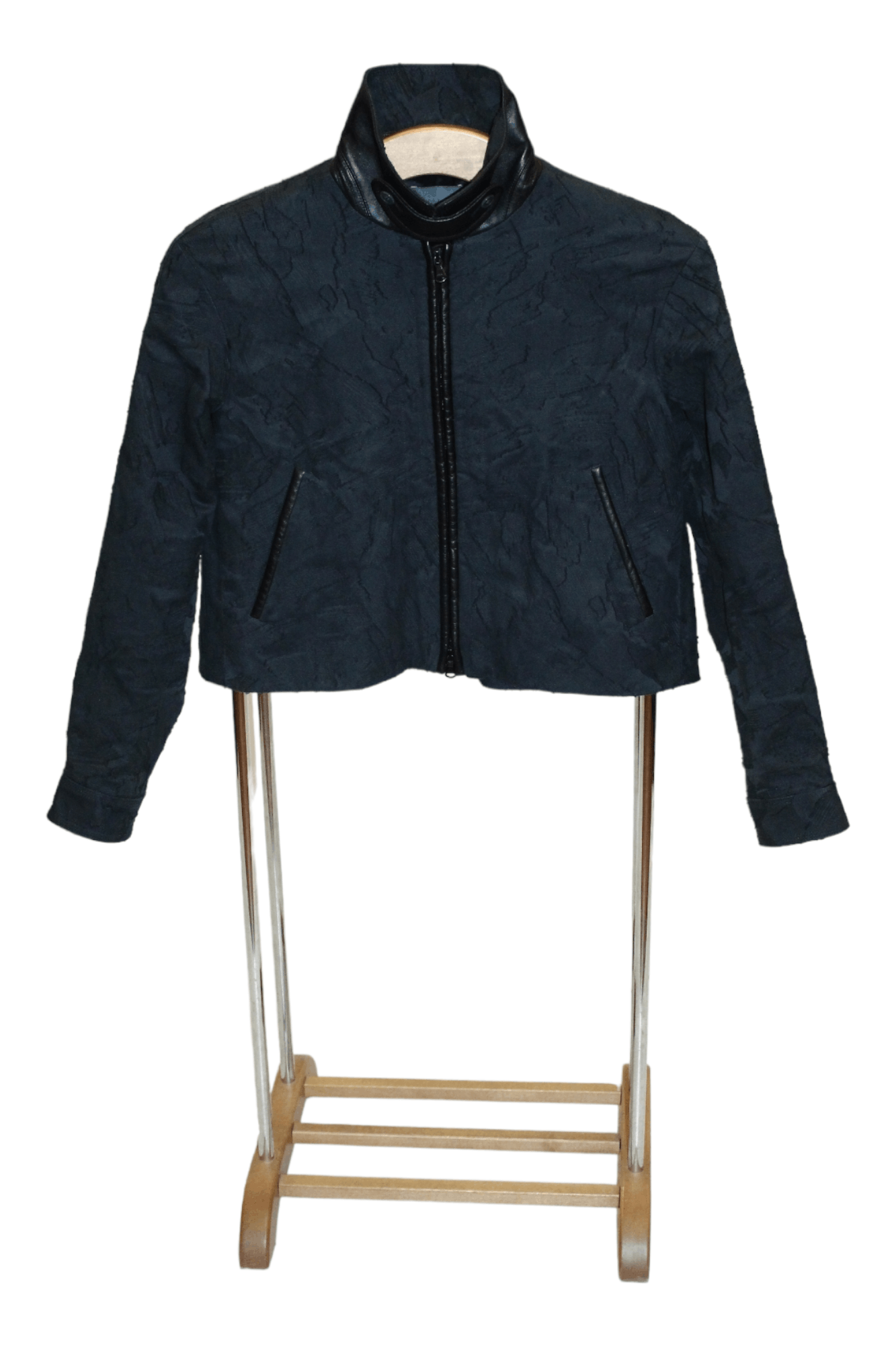 14th Addiction 💥MAIYET Bamacaan Cropped Biker Jacket, Dark Slate. Size US XS / EU 42 / 0 - 11 Thumbnail