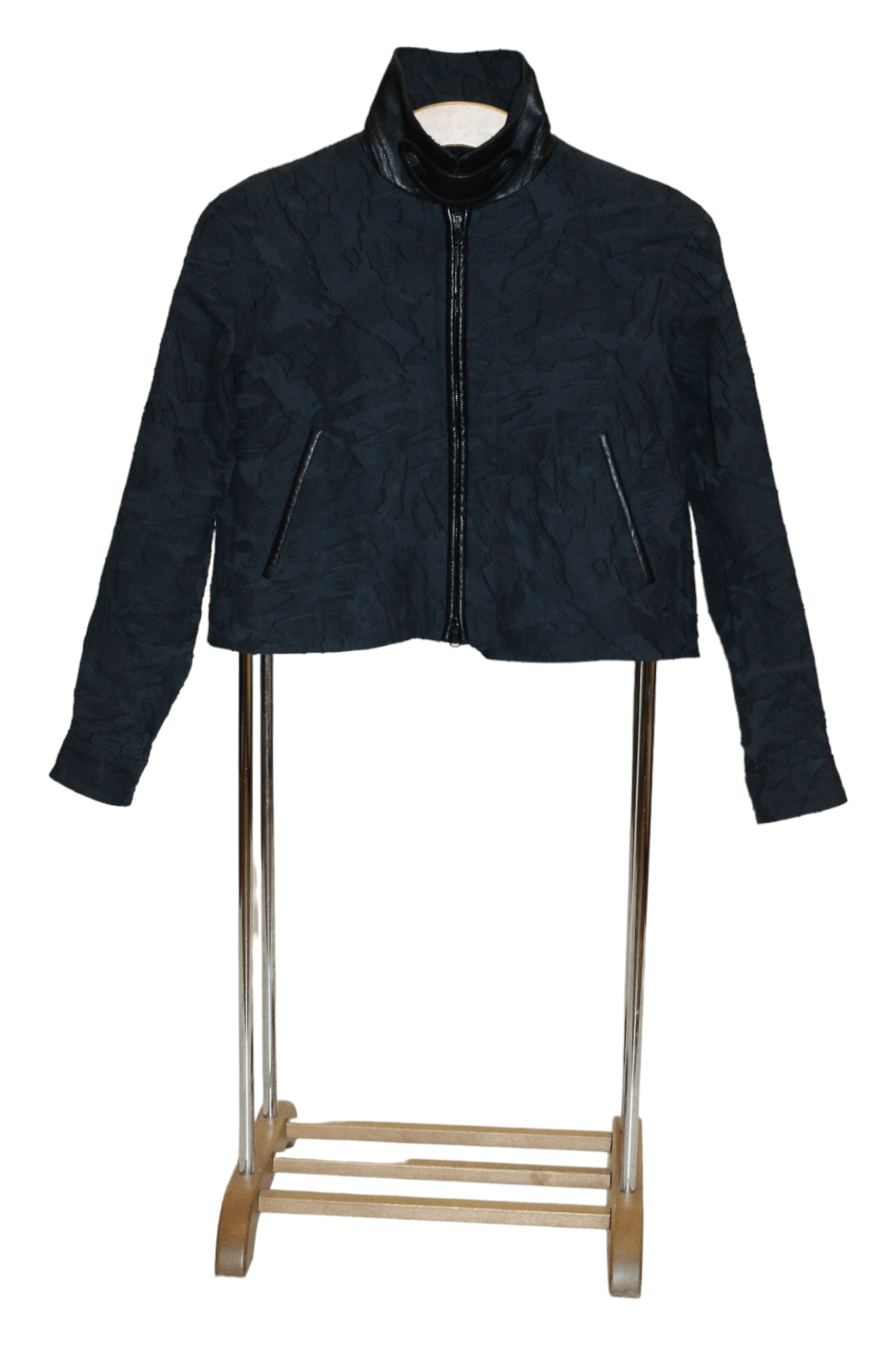 14th Addiction 💥MAIYET Bamacaan Cropped Biker Jacket, Dark Slate. Size US XS / EU 42 / 0 - 3 Thumbnail