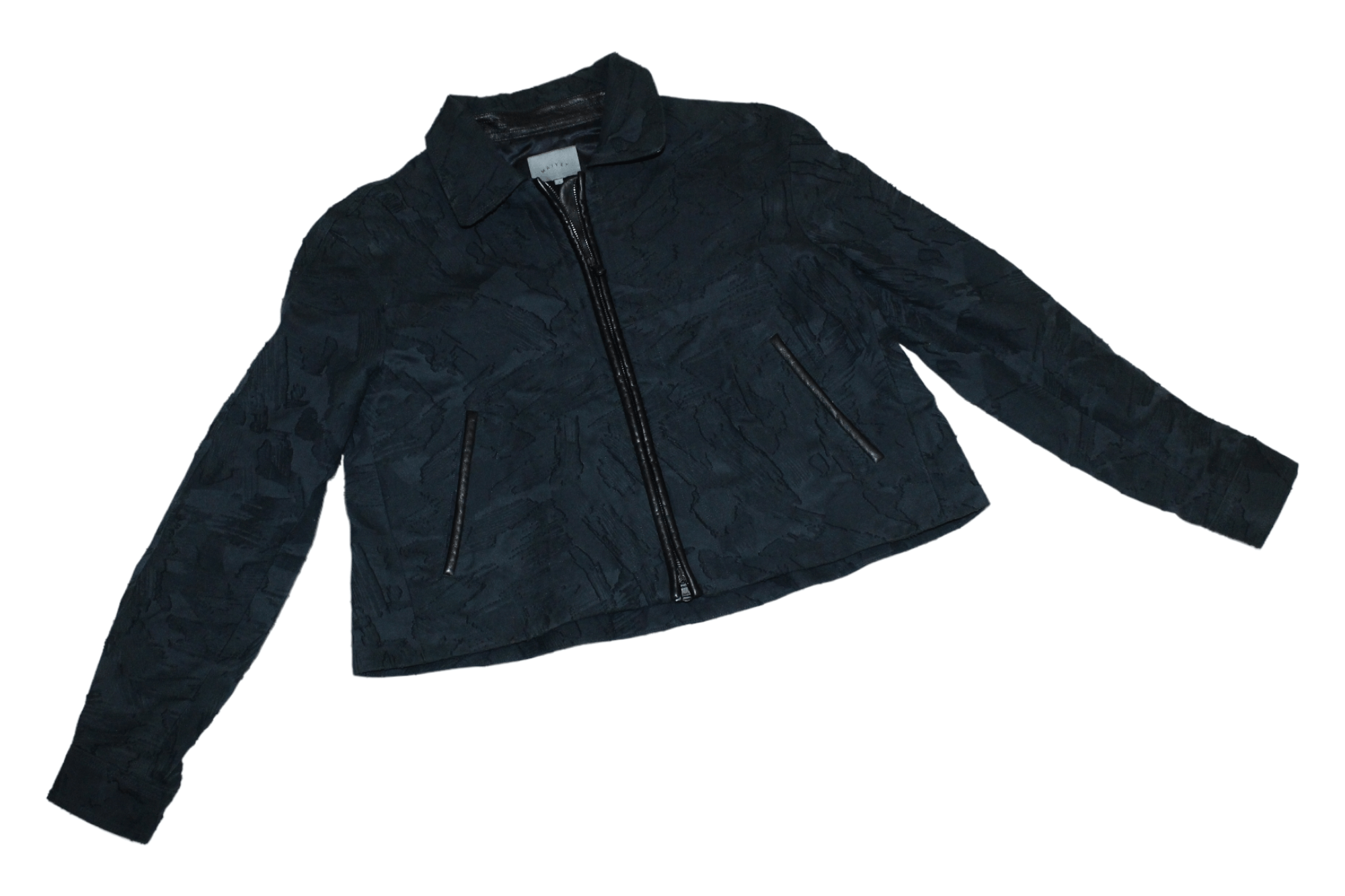 14th Addiction 💥MAIYET Bamacaan Cropped Biker Jacket, Dark Slate. Size US XS / EU 42 / 0 - 6 Thumbnail