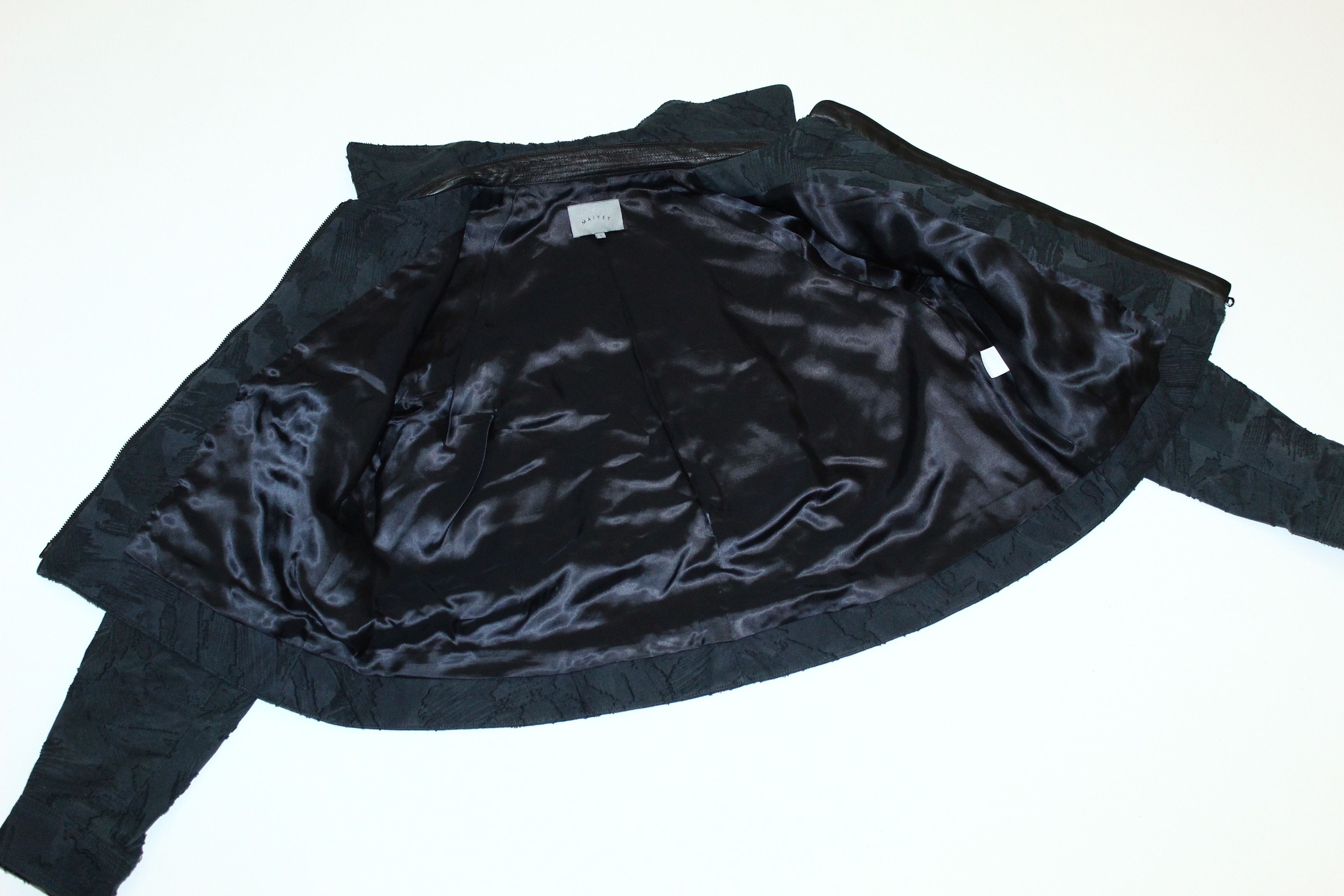 14th Addiction 💥MAIYET Bamacaan Cropped Biker Jacket, Dark Slate. Size US XS / EU 42 / 0 - 5 Thumbnail