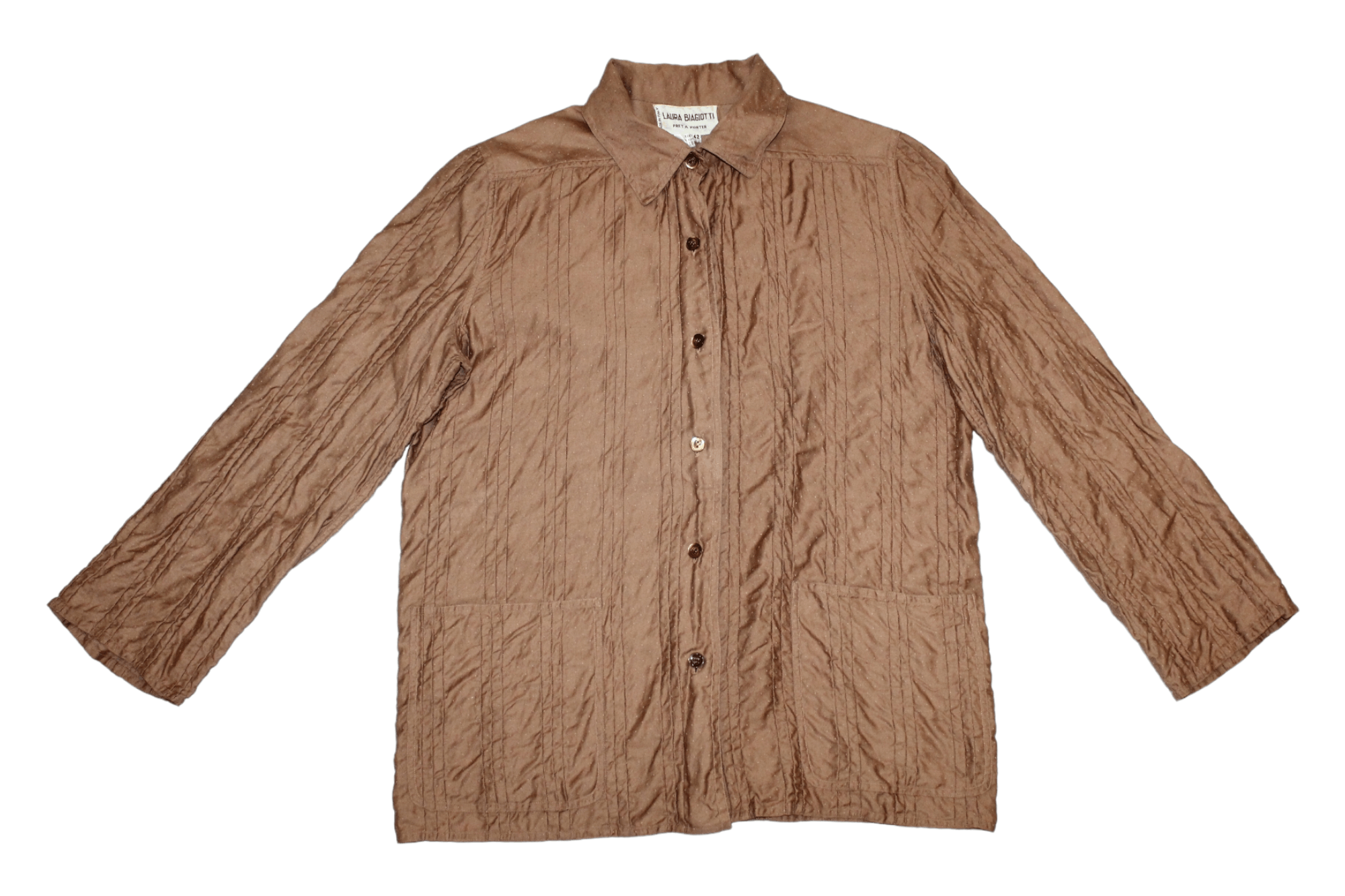 Japanese Brand 💥ARCHIVAL💥 Laura Biagiotti Pret-A-Porter Plisse Peacoat Size M / US 6-8 / IT 42-44 - 2 Thumbnail