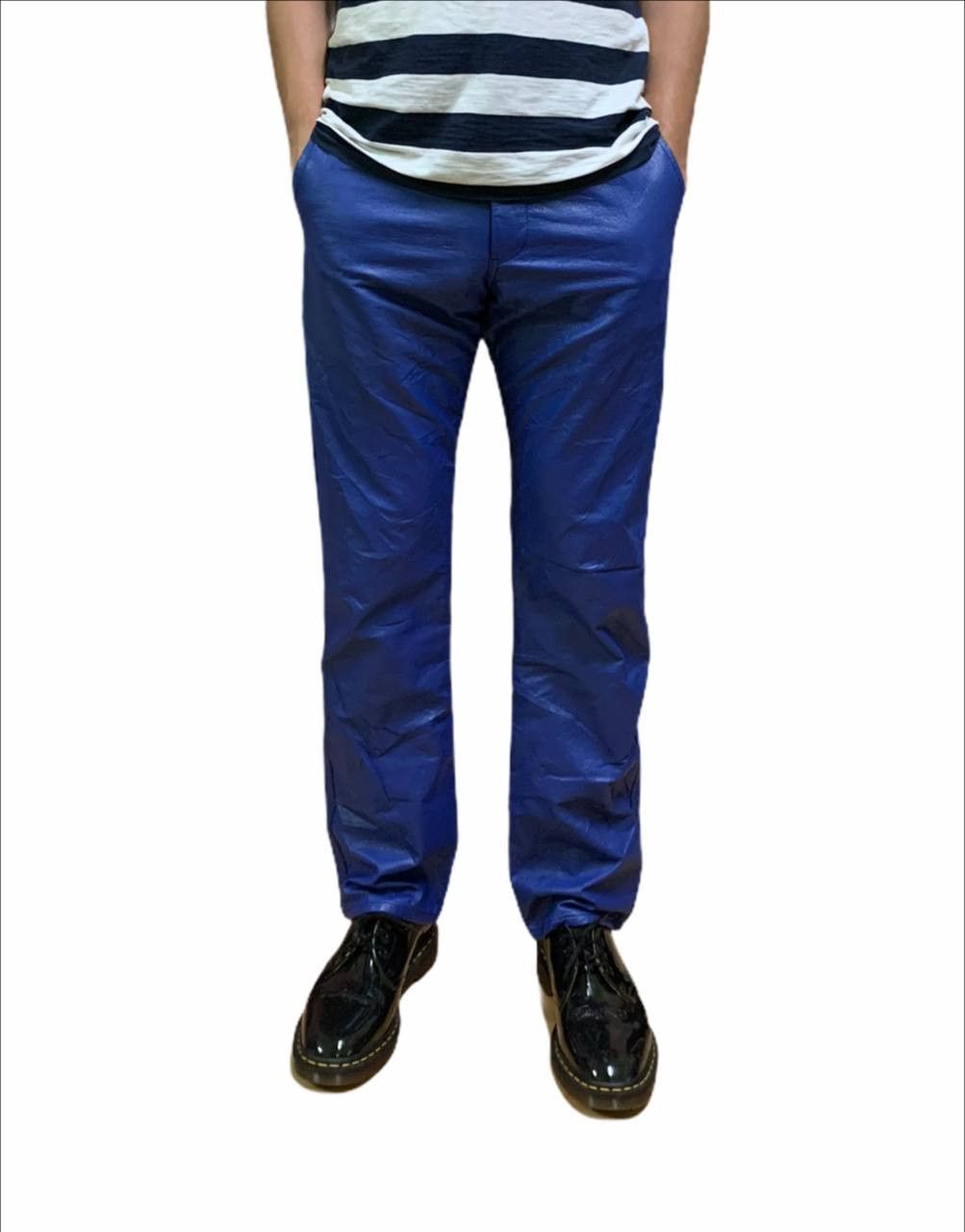 CDG Homme Plus Faux-Leather Blue Pants