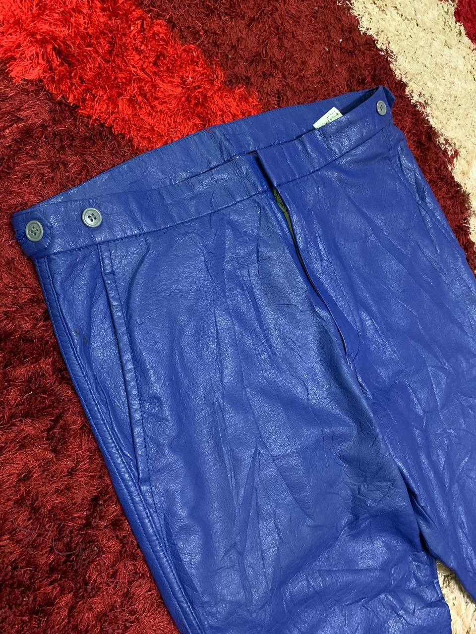Comme des Garcons CDG Homme Plus Faux-Leather Blue Pants Size US 31 - 4 Thumbnail