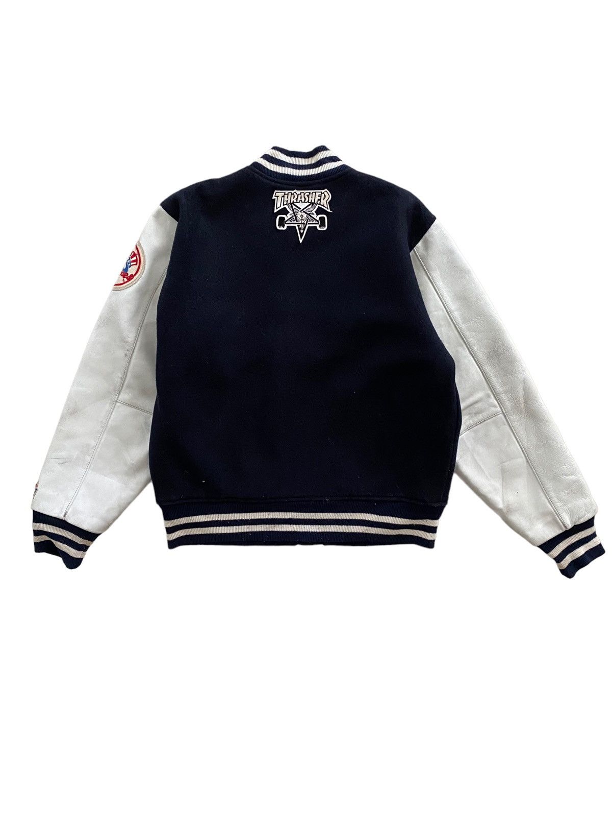 MLB × Thrasher Vintage NY x THRASHER Stadium Leather Jacket Yankees RARE Size US M / EU 48-50 / 2 - 4 Thumbnail