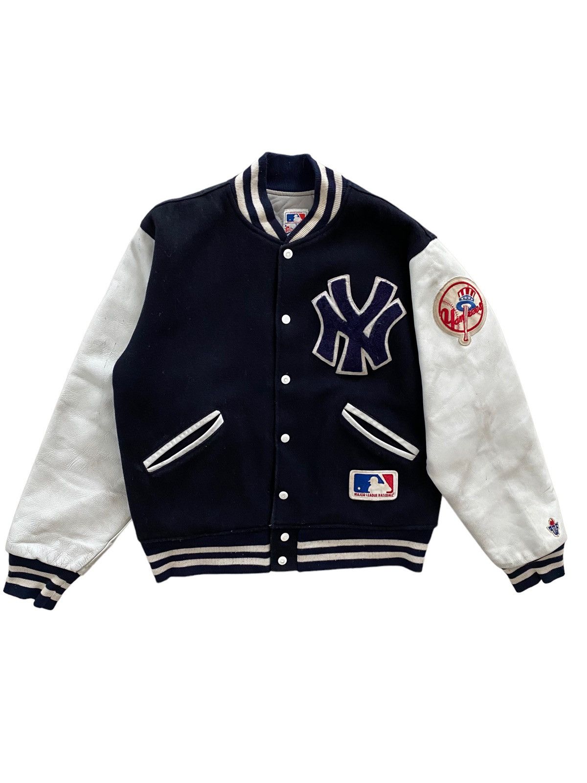 MLB × Thrasher Vintage NY x THRASHER Stadium Leather Jacket Yankees RARE Size US M / EU 48-50 / 2 - 2 Thumbnail