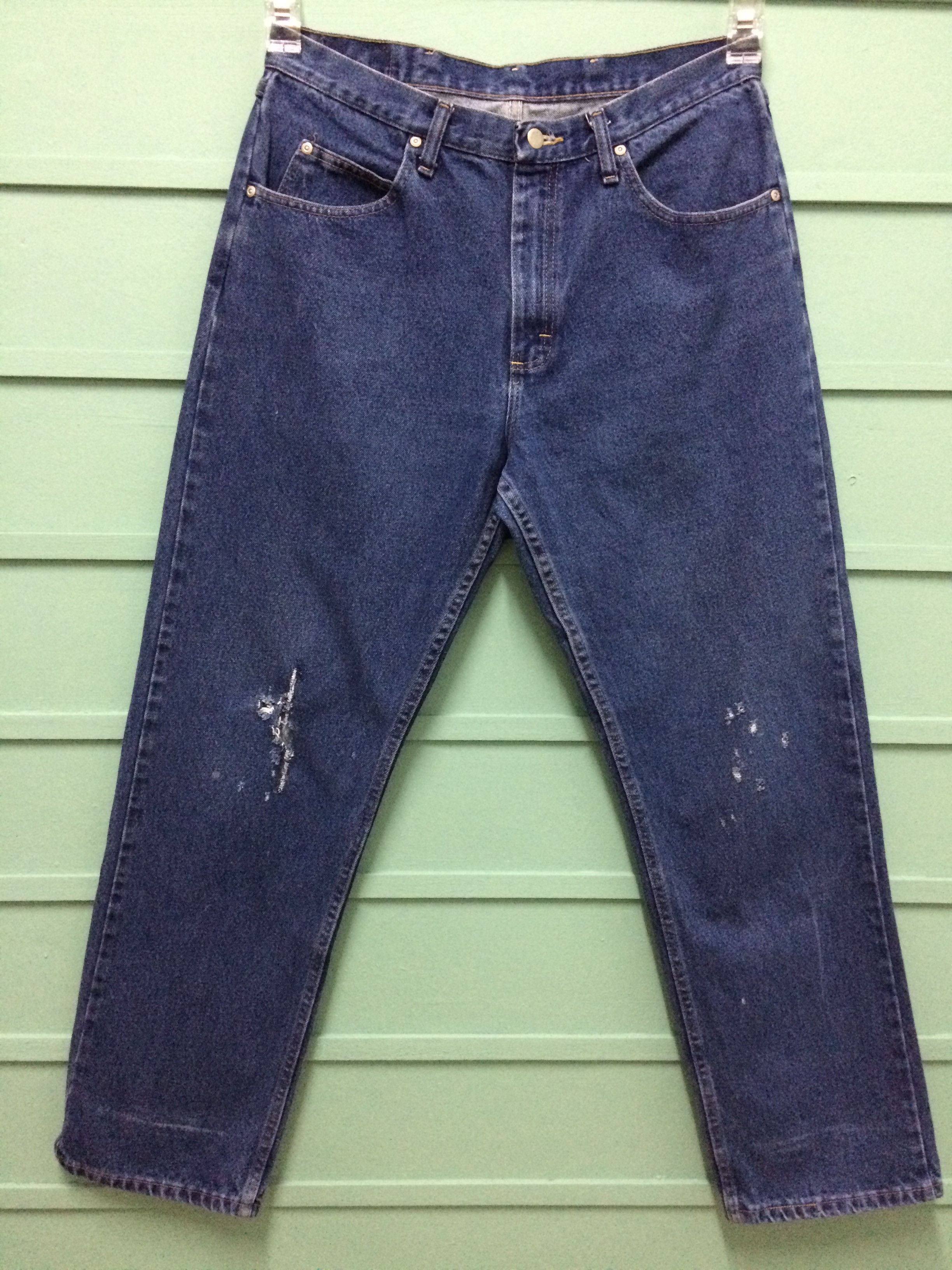 Vintage Vintage 90's Distressed Ripped Dark Wash Jeans #B-169 Size US 33 - 1 Thumbnail