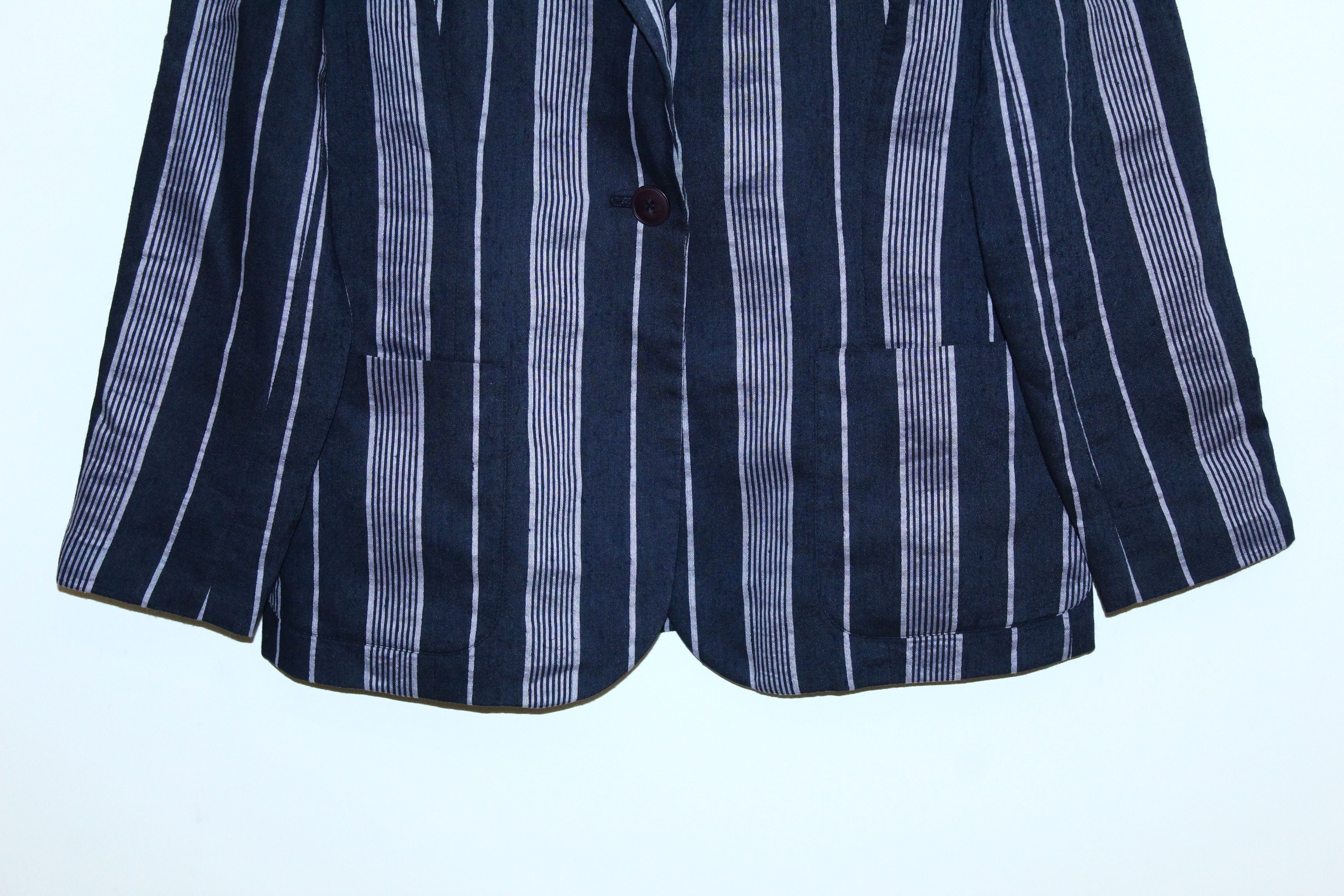 Vintage VTG Yves Saint Laurent Variation Striped Linen Blazer Jacket Size M / US 6-8 / IT 42-44 - 3 Thumbnail