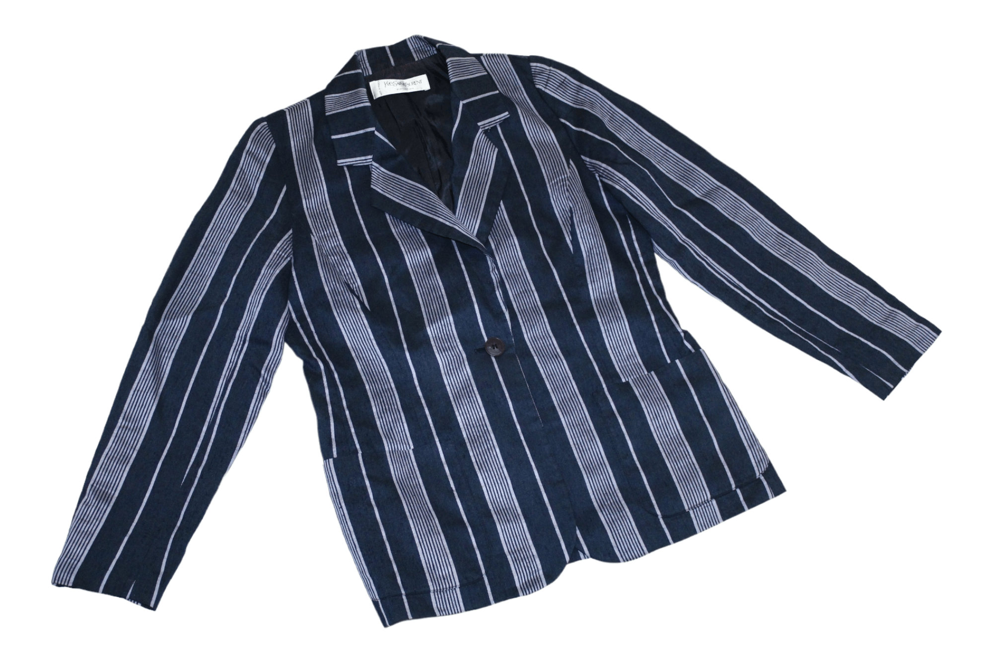 Vintage VTG Yves Saint Laurent Variation Striped Linen Blazer Jacket Size M / US 6-8 / IT 42-44 - 6 Thumbnail