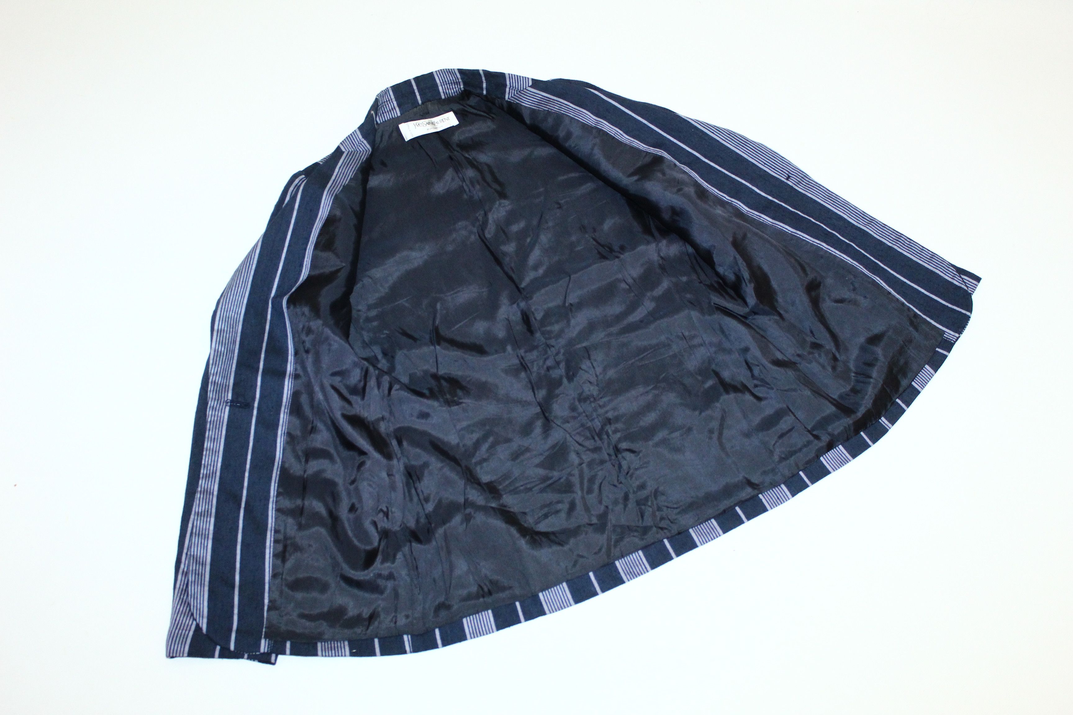 Vintage VTG Yves Saint Laurent Variation Striped Linen Blazer Jacket Size M / US 6-8 / IT 42-44 - 9 Thumbnail