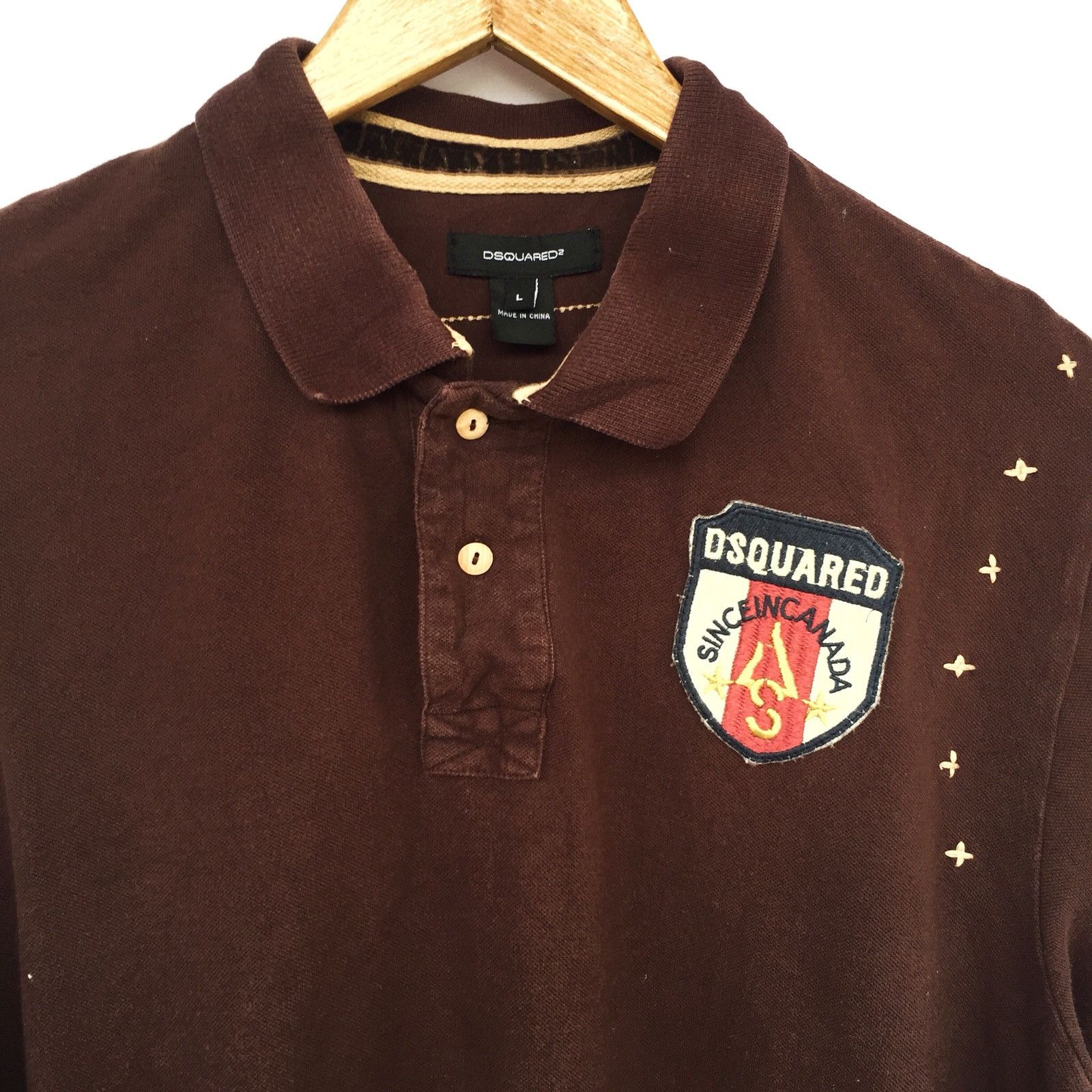 Dsquared2 DSquared2 Logo Embroidered Chocolate Polo Shirt Size US L / EU 52-54 / 3 - 3 Thumbnail