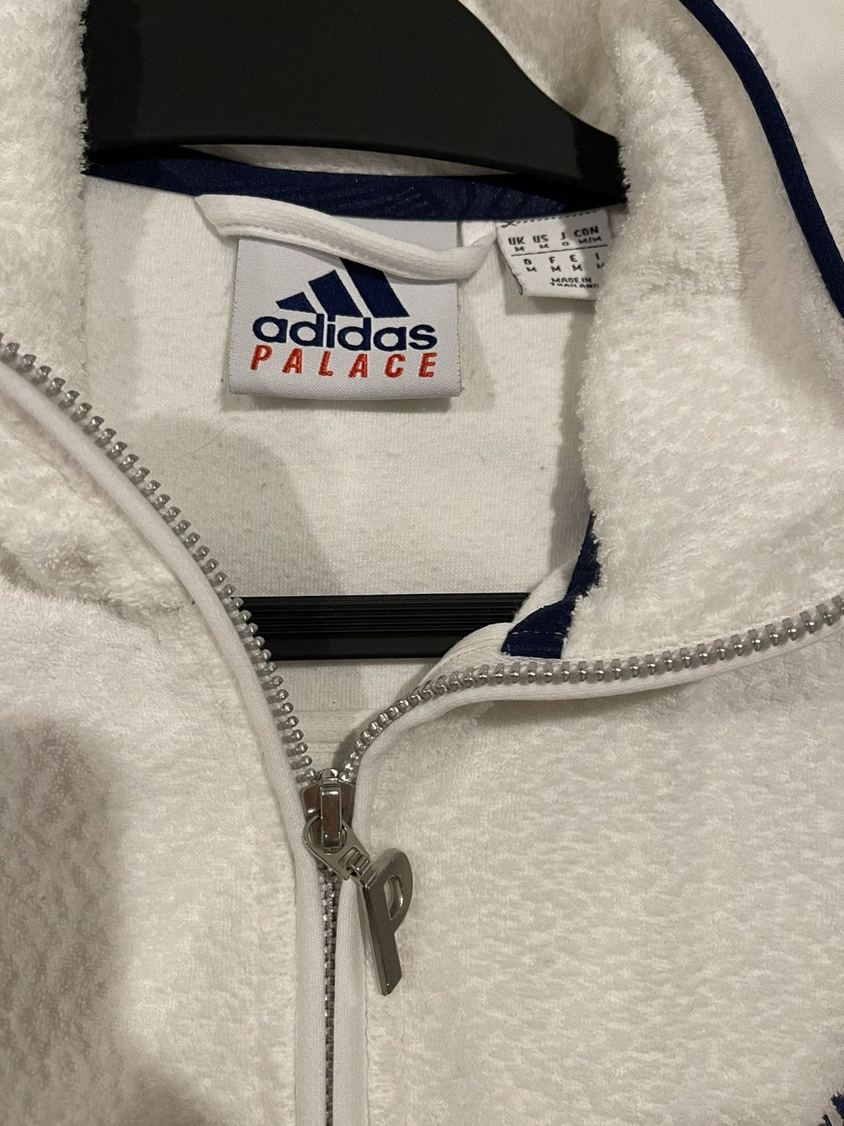 Adidas Palace Adidas x Palace white Terry Zip up jacket Grailed