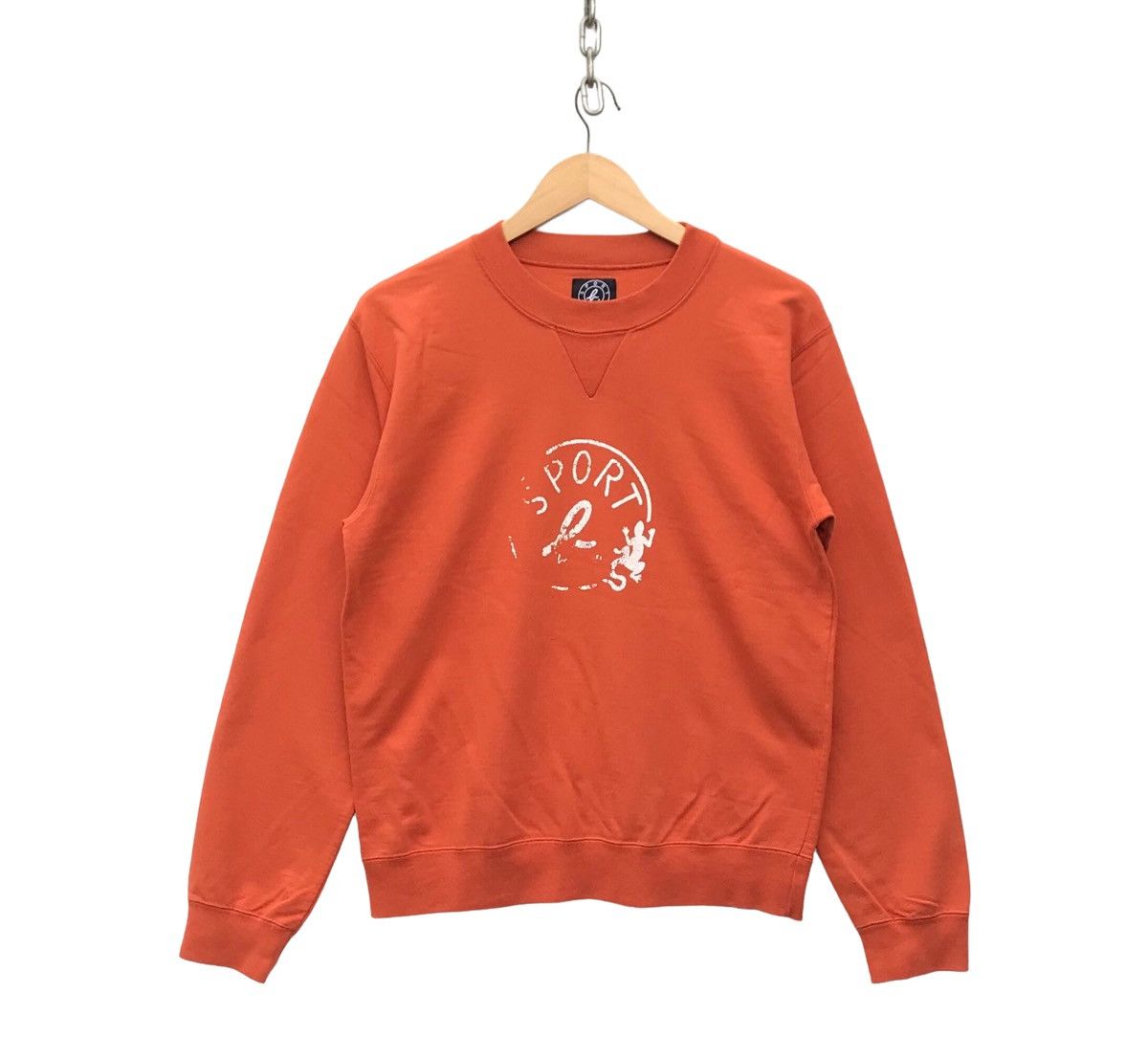 image of Agnes B Paris Big Logo Designer Sweatshirt in Orange, Men's (Size Small)