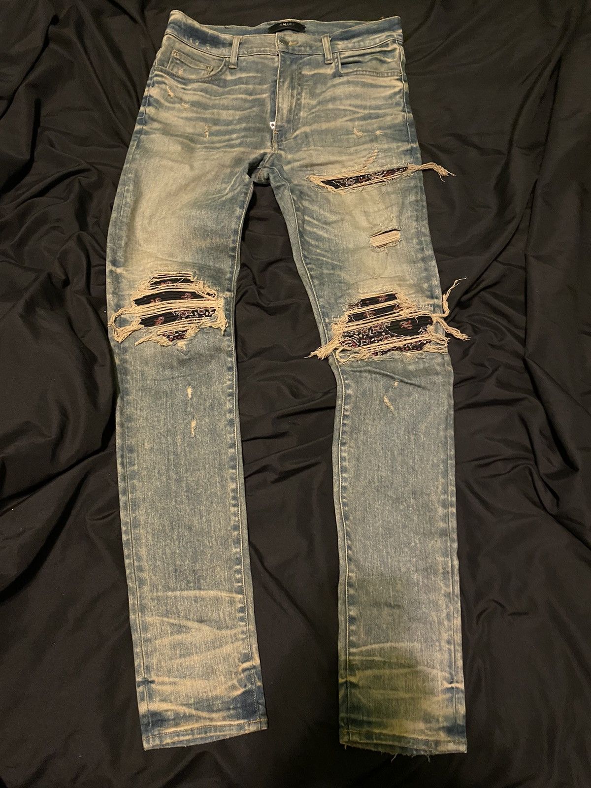 Amiri Amiri MX1 Dirty Indigo Bandana Jeans size 33 rare | Grailed