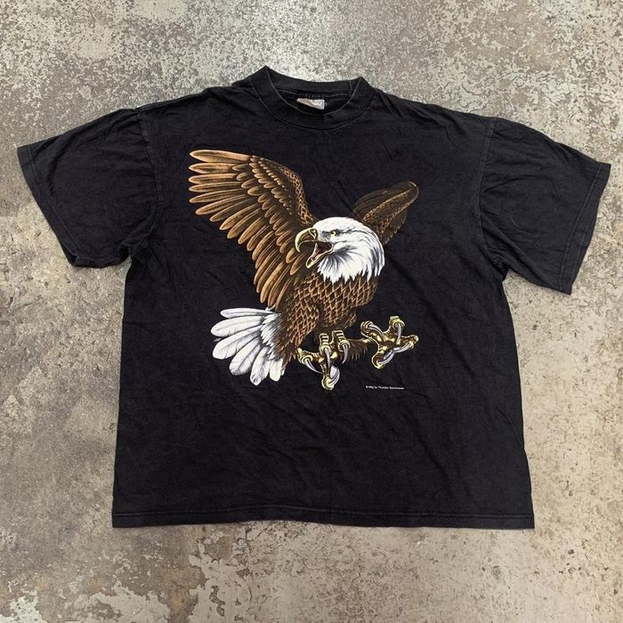 Vintage Vintage 90s American thunder Eagle wildlife graphic Tshirt ...