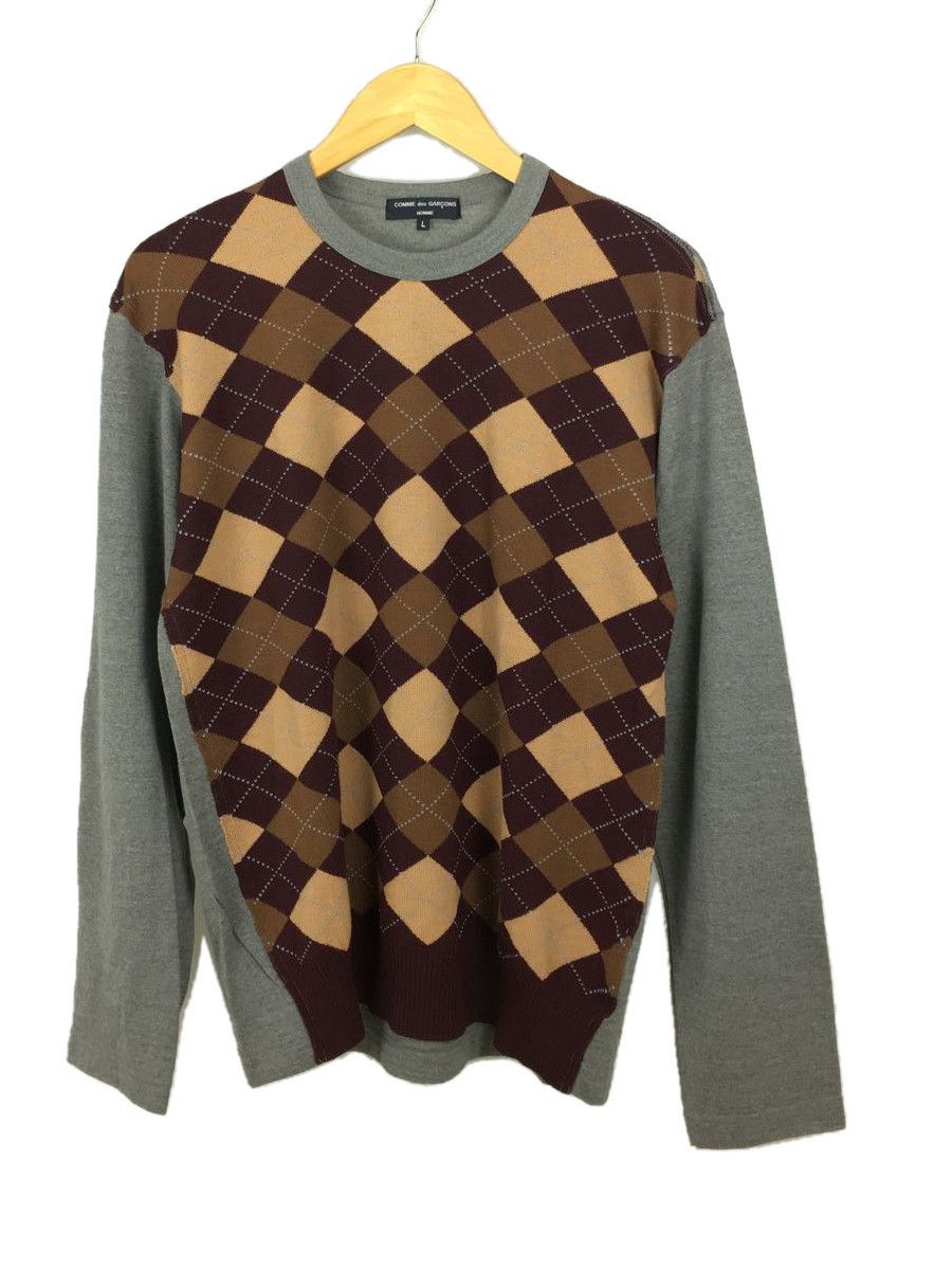 Sweater Purple Check Switch Wool Long Sleeve