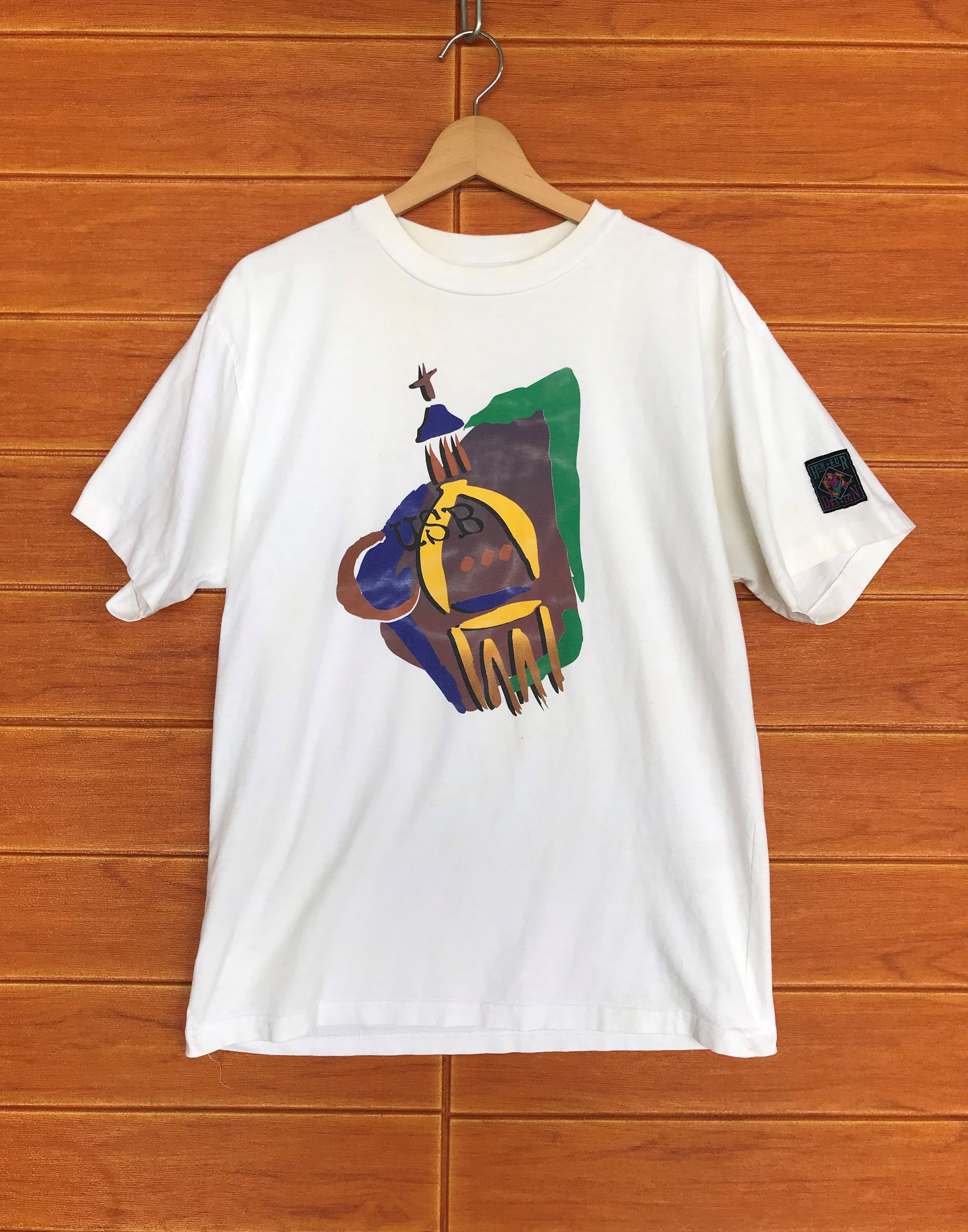 Vintage Vintage 90s USB Humeur Design Artwork T-Shirt Size US L / EU 52-54 / 3 - 1 Thumbnail