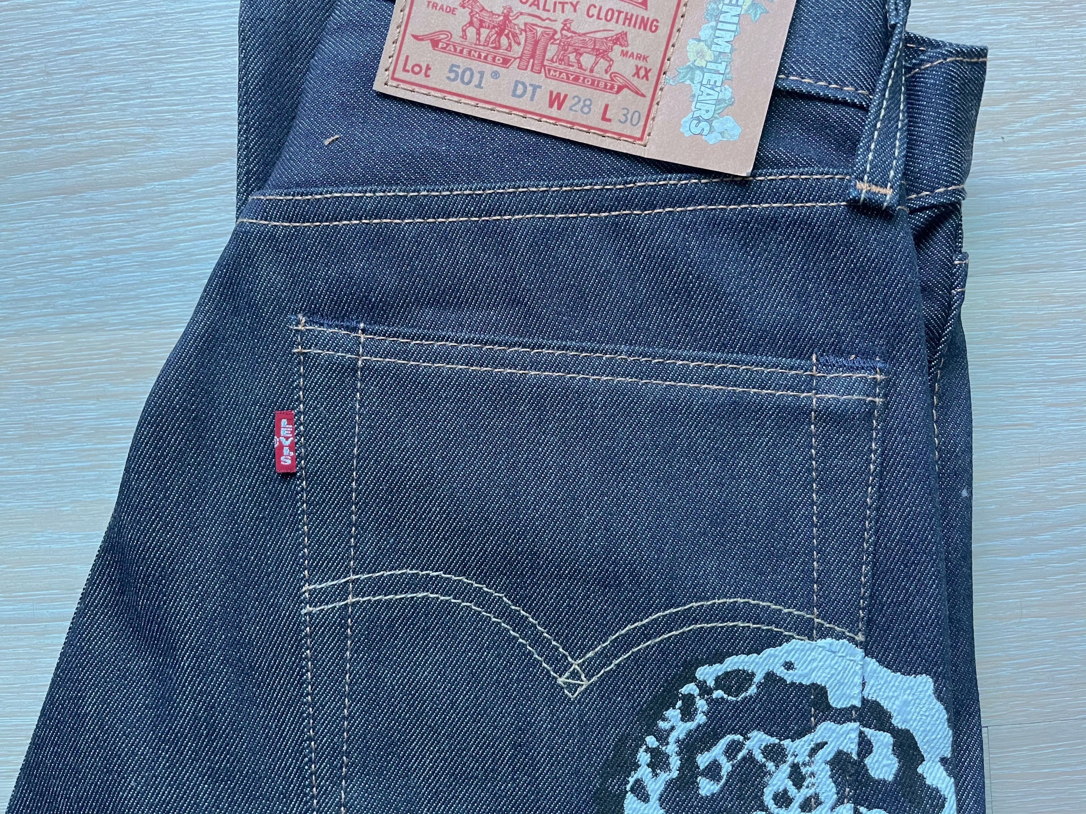 DENIM TEARS × Levi's × Stussy Stussy x Denim Tears Levi’s 501 Raw Blue Denim Size US 28 / EU 44 - 6 Thumbnail