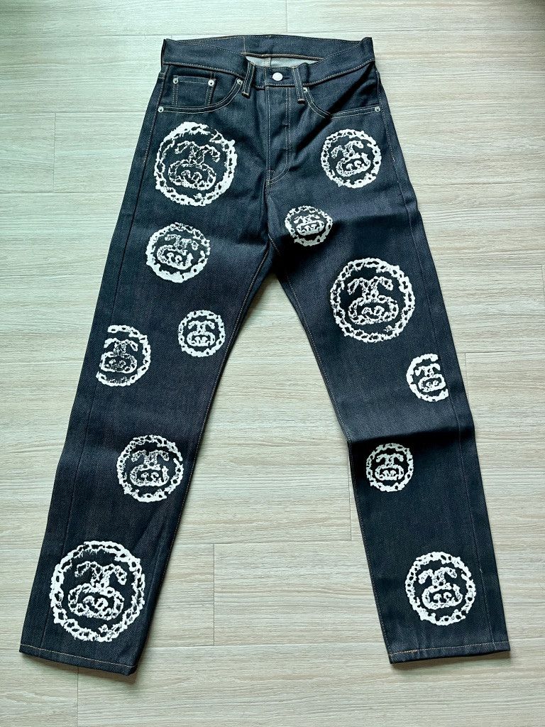 DENIM TEARS × Levi's × Stussy Stussy x Denim Tears Levi’s 501 Raw Blue Denim Size US 28 / EU 44 - 1 Thumbnail