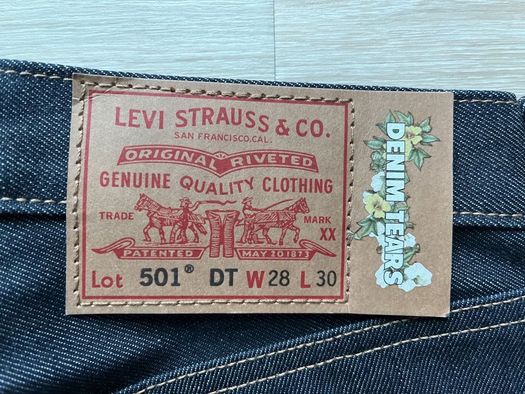 DENIM TEARS × Levi's × Stussy Stussy x Denim Tears Levi’s 501 Raw Blue Denim Size US 28 / EU 44 - 3 Thumbnail
