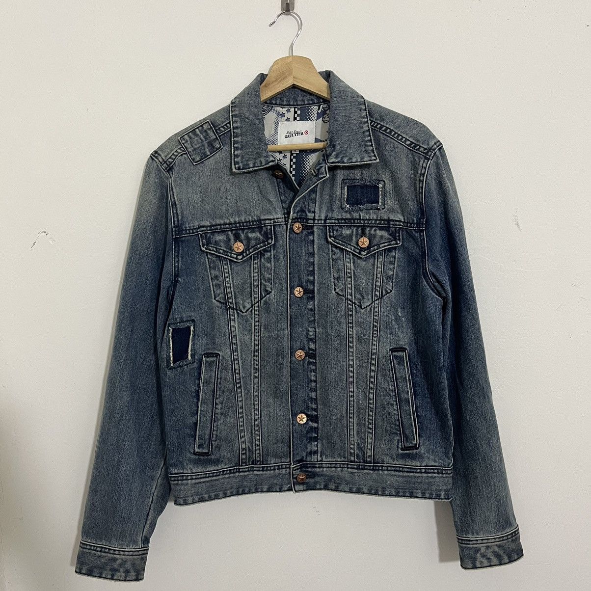 90's Jean Paul Gaultier JPG Patchwork Washed Denim Jacket