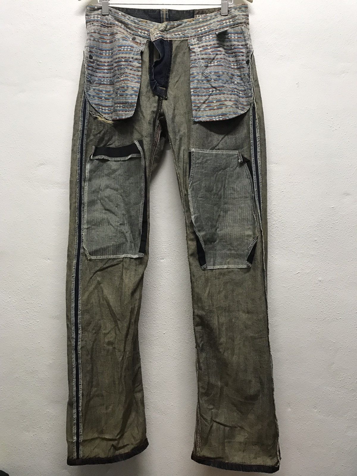 Edwin × Japanese Brand Edwin distressed jeans back pocket zipper Size US 33 - 18 Thumbnail