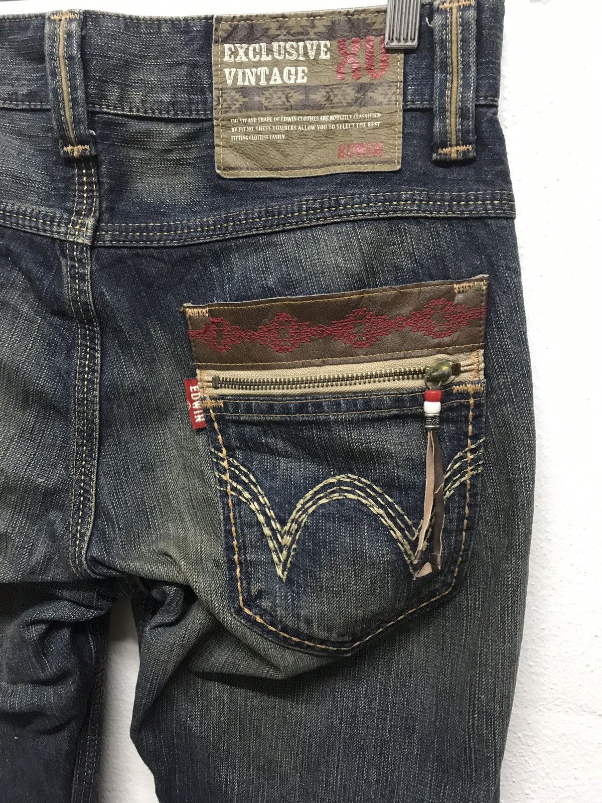 Edwin × Japanese Brand Edwin distressed jeans back pocket zipper Size US 33 - 13 Thumbnail