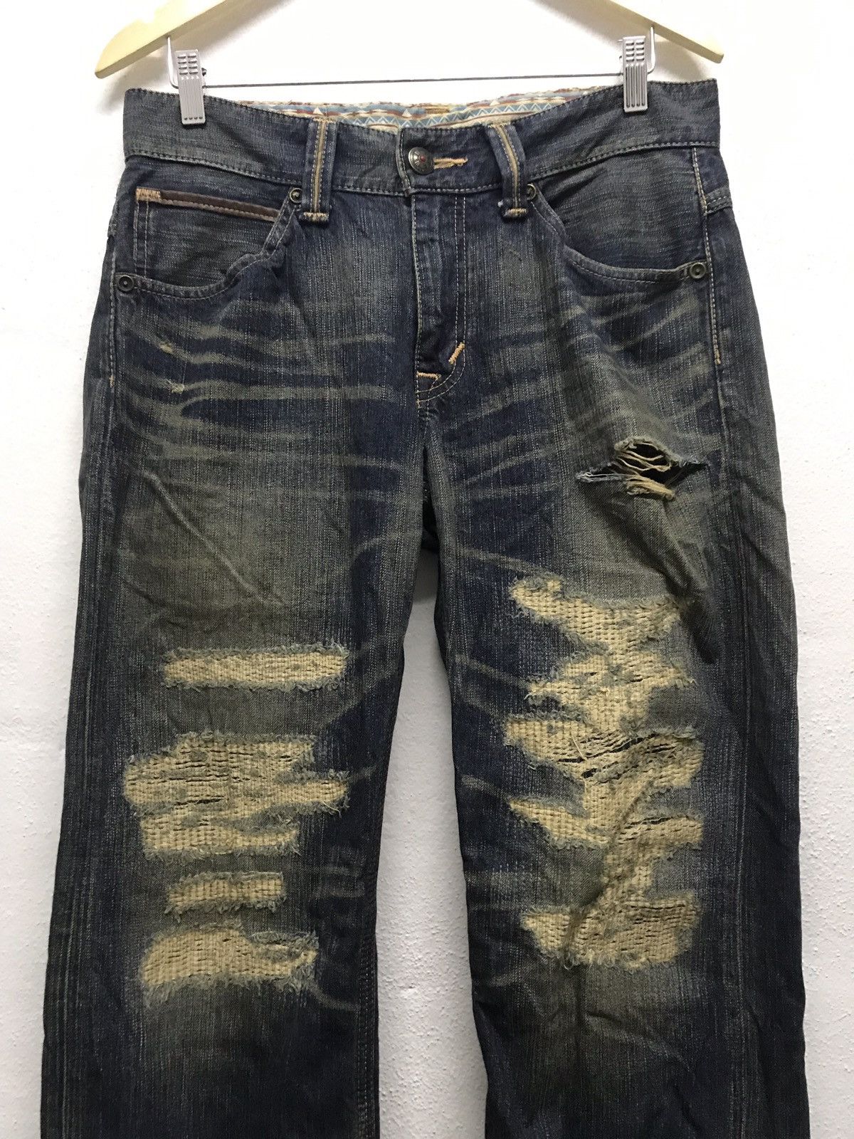 Edwin × Japanese Brand Edwin distressed jeans back pocket zipper Size US 33 - 1 Thumbnail