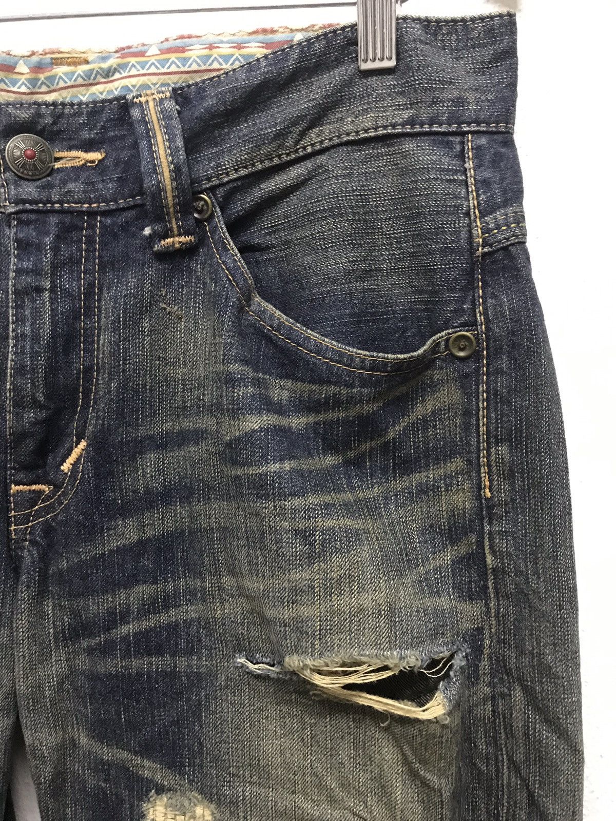 Edwin × Japanese Brand Edwin distressed jeans back pocket zipper Size US 33 - 8 Thumbnail