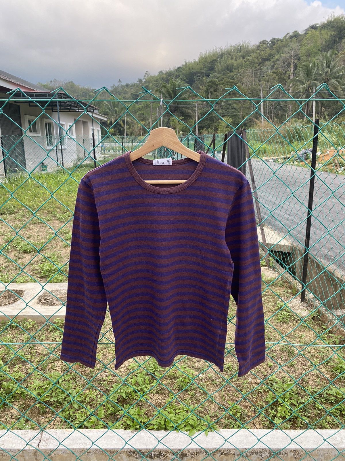 image of Agnes B Breton Stripe in Maroon Stripe, Women's (Size Small)