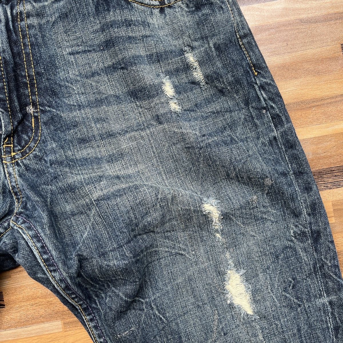 Japanese Brand Ripped Japan Distressed Denim Jeans Flare Cut Size US 33 - 10 Thumbnail