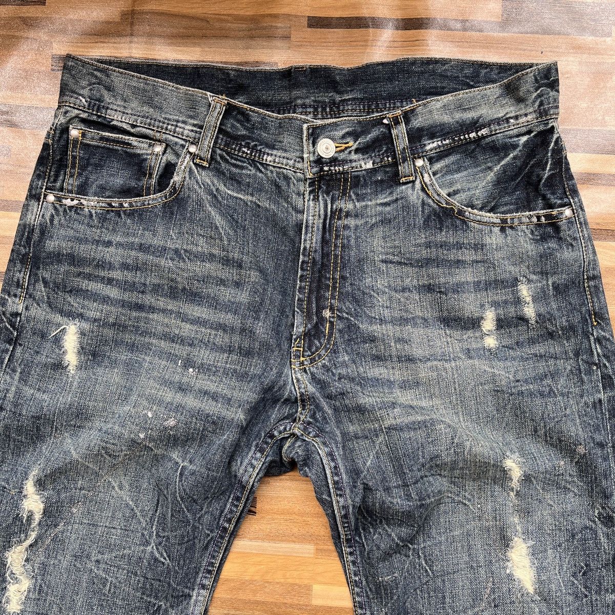 Japanese Brand Ripped Japan Distressed Denim Jeans Flare Cut Size US 33 - 5 Thumbnail