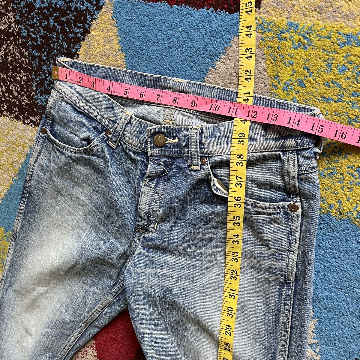 Lee Lee 80s Denim Vintage Rare Buttons Leg Size US 29 - 2 Thumbnail