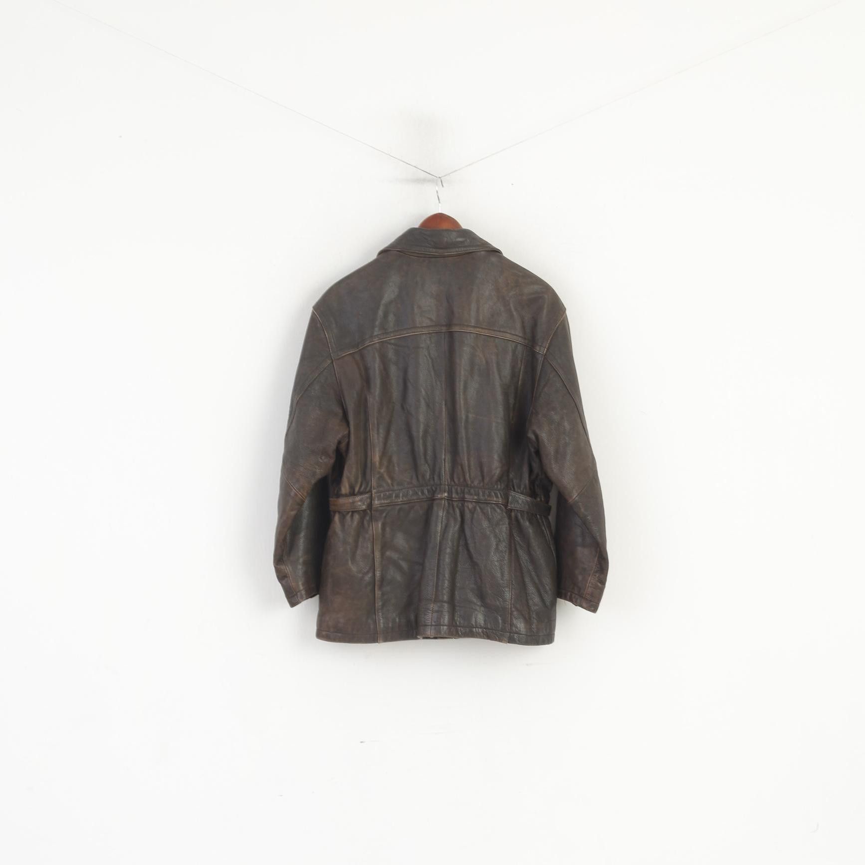 Vintage Hollies Women M Jacket Brown Leather Lined Heavy 2751 Size M / US 6-8 / IT 42-44 - 8 Thumbnail
