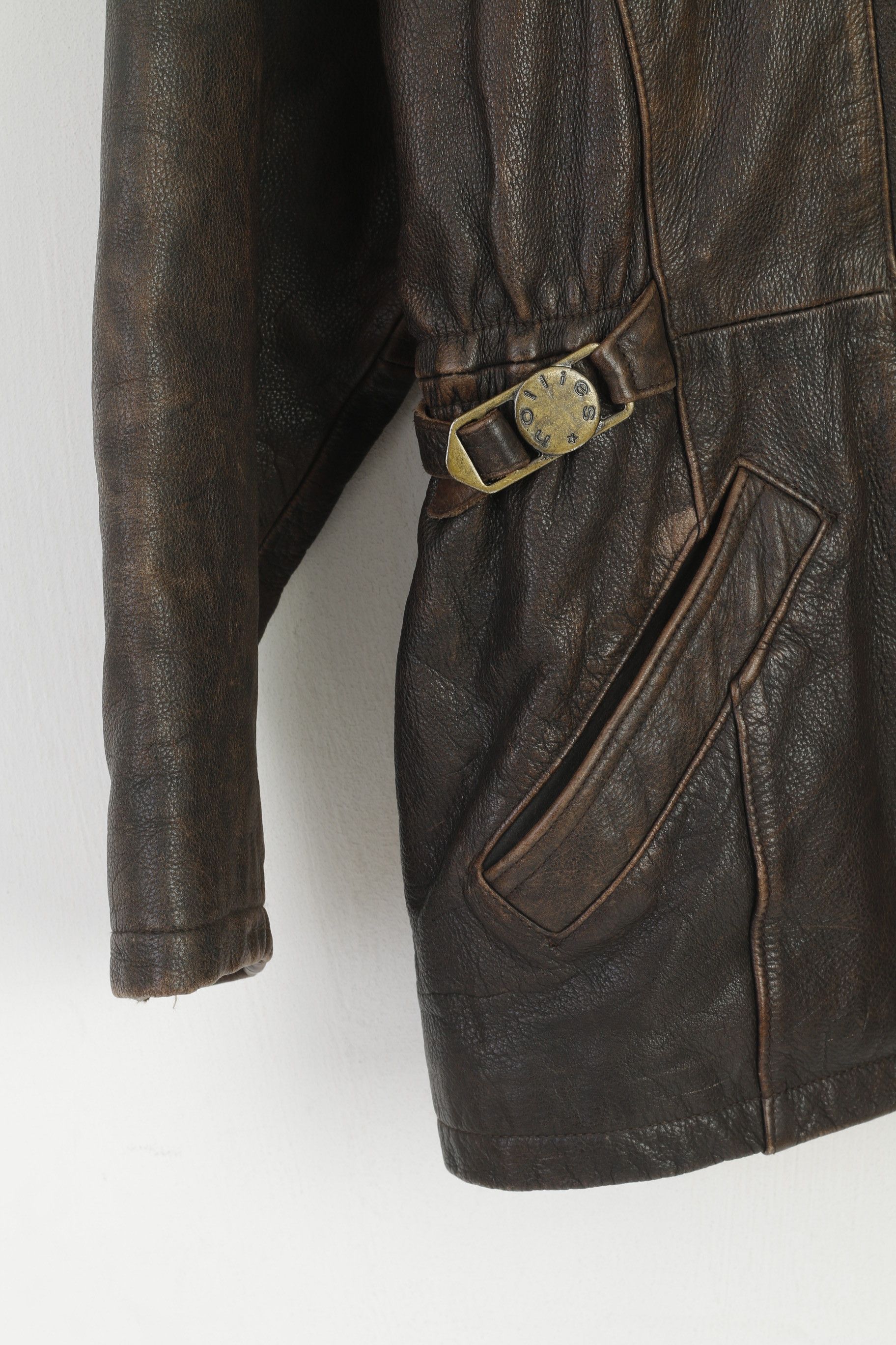 Vintage Hollies Women M Jacket Brown Leather Lined Heavy 2751 Size M / US 6-8 / IT 42-44 - 4 Thumbnail