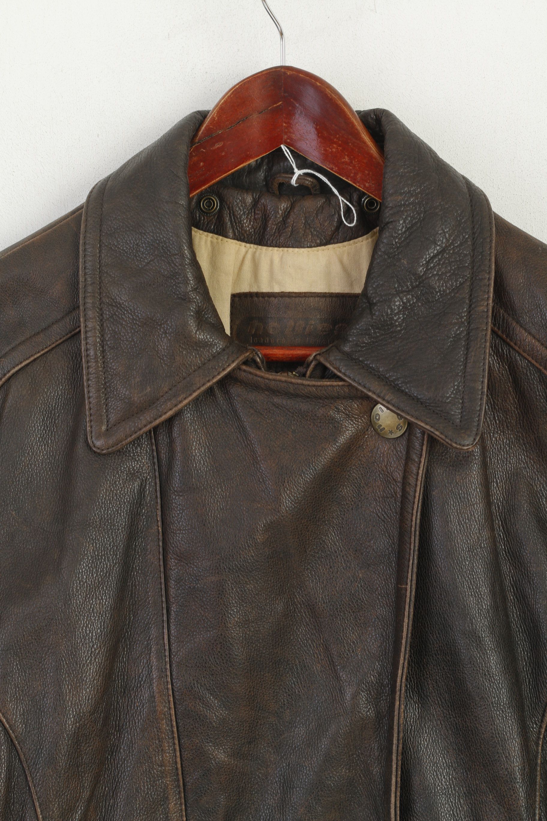 Vintage Hollies Women M Jacket Brown Leather Lined Heavy 2751 Size M / US 6-8 / IT 42-44 - 3 Thumbnail