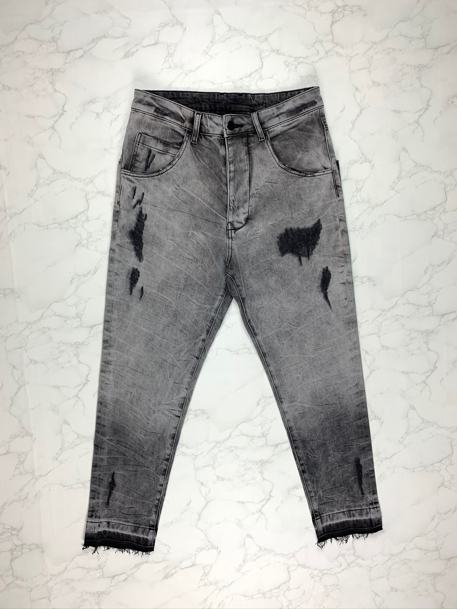 Thom Krom Thom Krom Grey Ripped Cropped Jeans Size US 30 / EU 46 - 1 Thumbnail