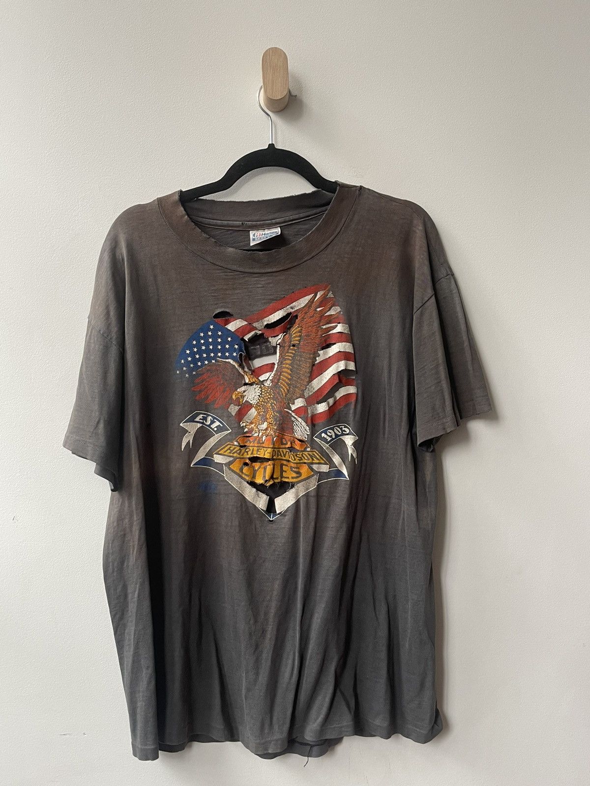 Harley Davidson × Vintage HARLEY DAVIDSON THRASHED VINTAGE (XL) Size US XL / EU 56 / 4 - 1 Thumbnail