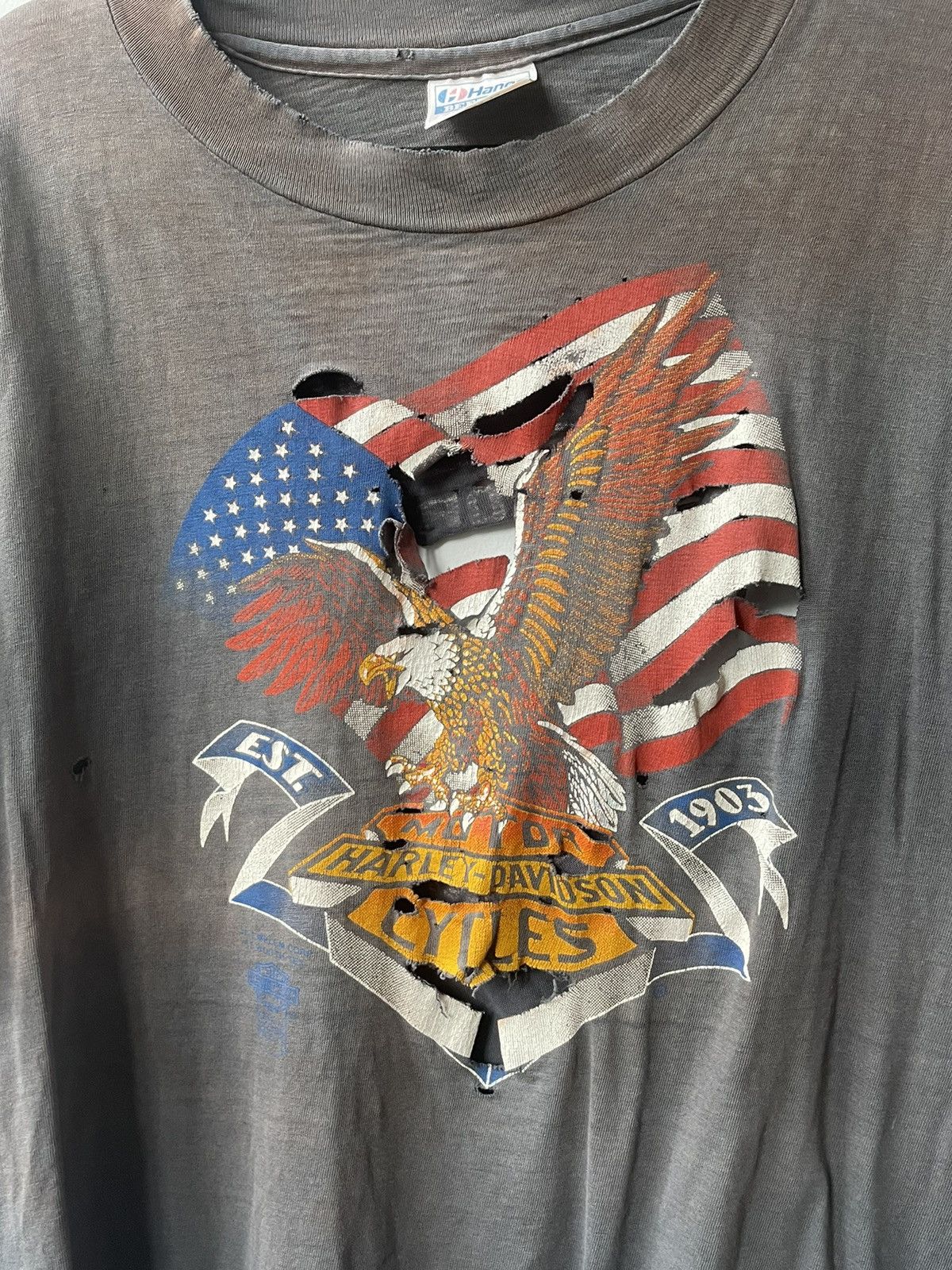 Harley Davidson × Vintage HARLEY DAVIDSON THRASHED VINTAGE (XL) Size US XL / EU 56 / 4 - 2 Thumbnail