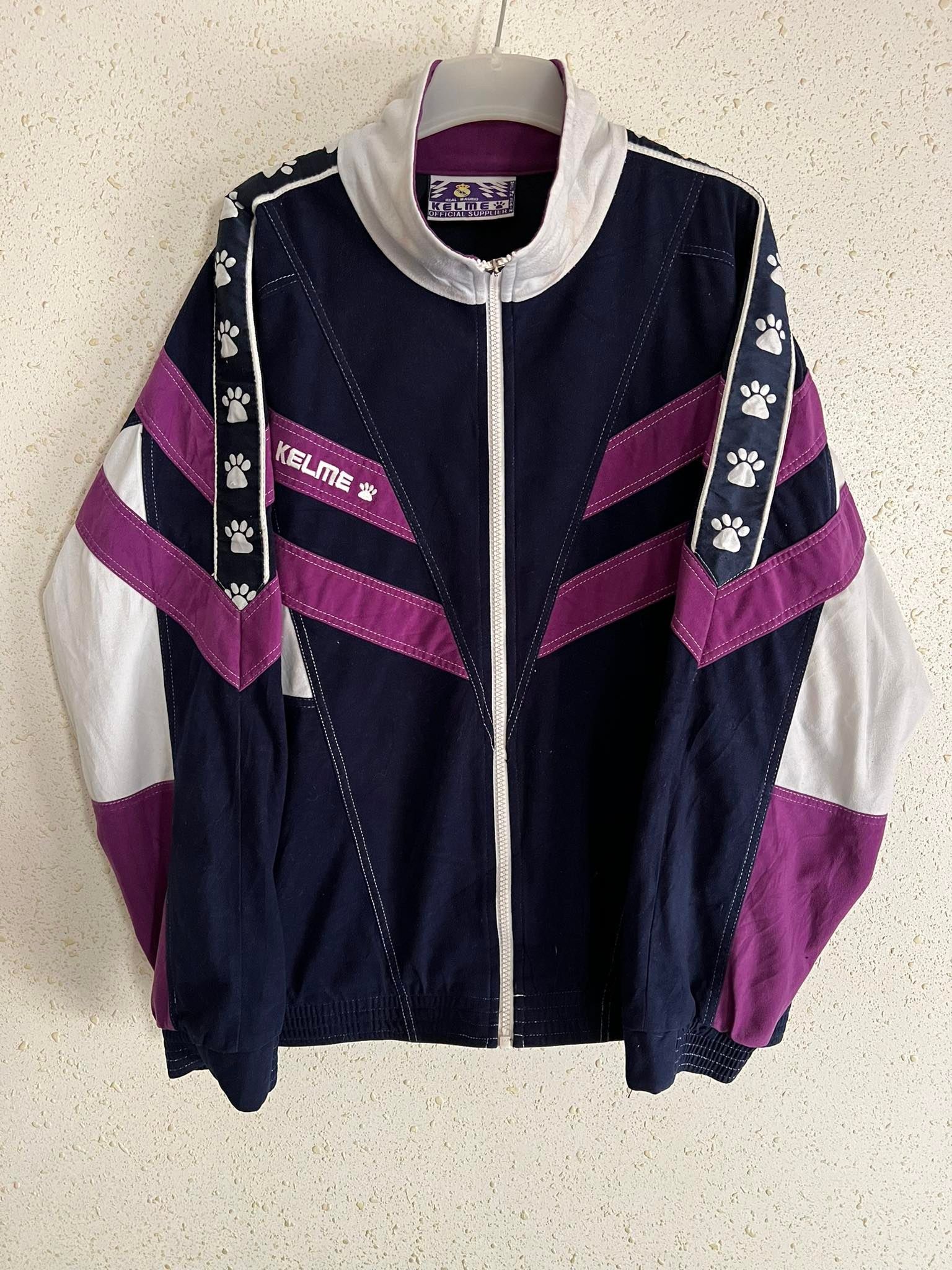 Veste D'entraînement Vintage Real Madrid 1997-1998 – Marque Kelme, Taille M, Occasion En Bon état (réparation Sur Manche)