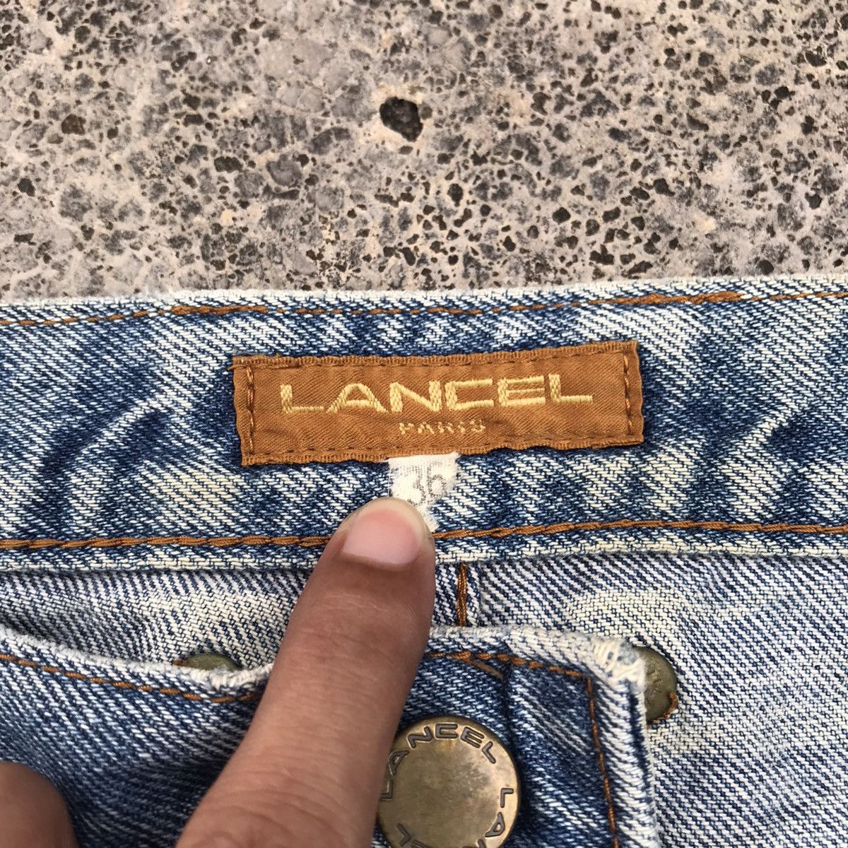 Lancel Distressed! Vintage Lancel Denim Blue Wash Baggy Faded Jeans Size US 36 / EU 52 - 12 Thumbnail