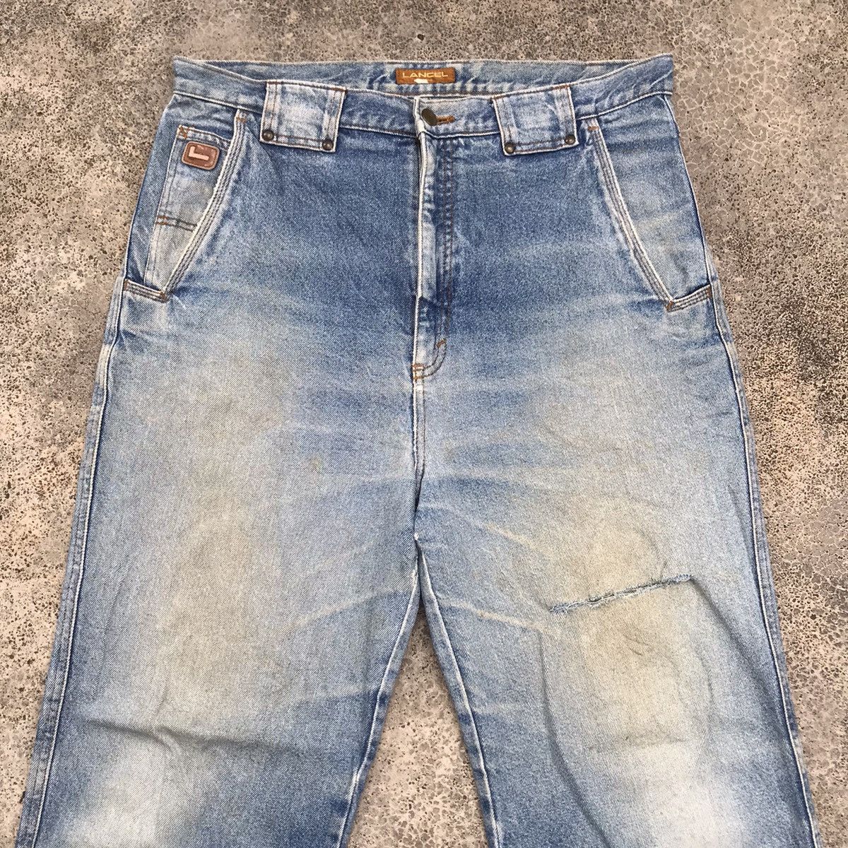 Lancel Distressed! Vintage Lancel Denim Blue Wash Baggy Faded Jeans Size US 36 / EU 52 - 2 Thumbnail
