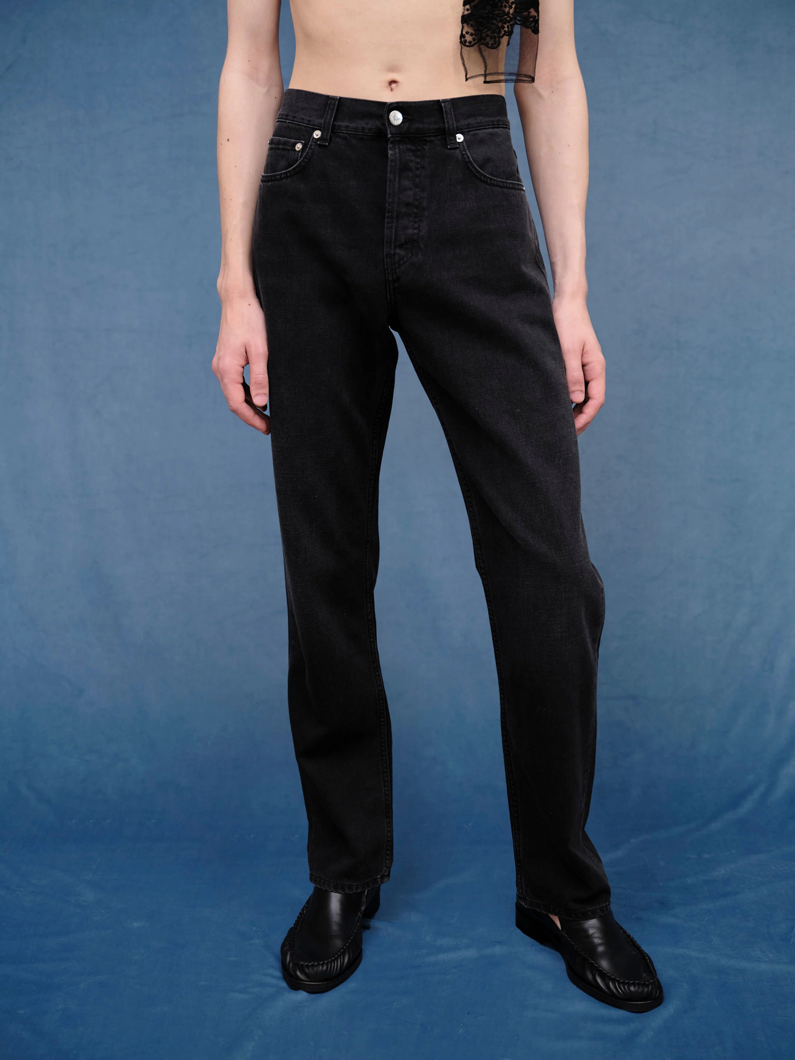 image of Sefr Straight Cut Rinsed Blue/black Jeans 32 in Rinse Wash Black, Men's