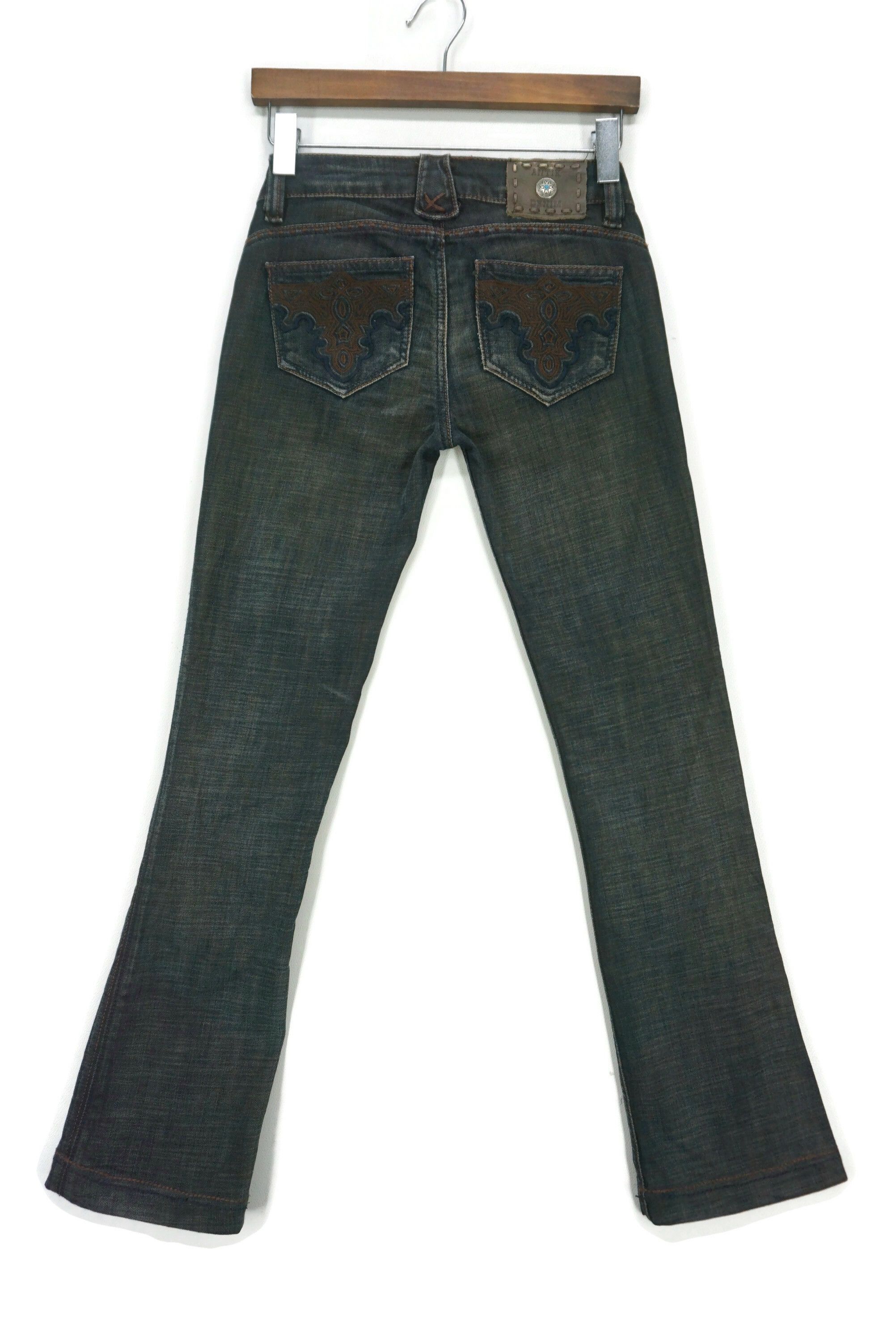 image of Antik Denim x Rockers Embroidered Embellish Jeans Bootcut Flare Pants in Blue, Women's (Size 24)